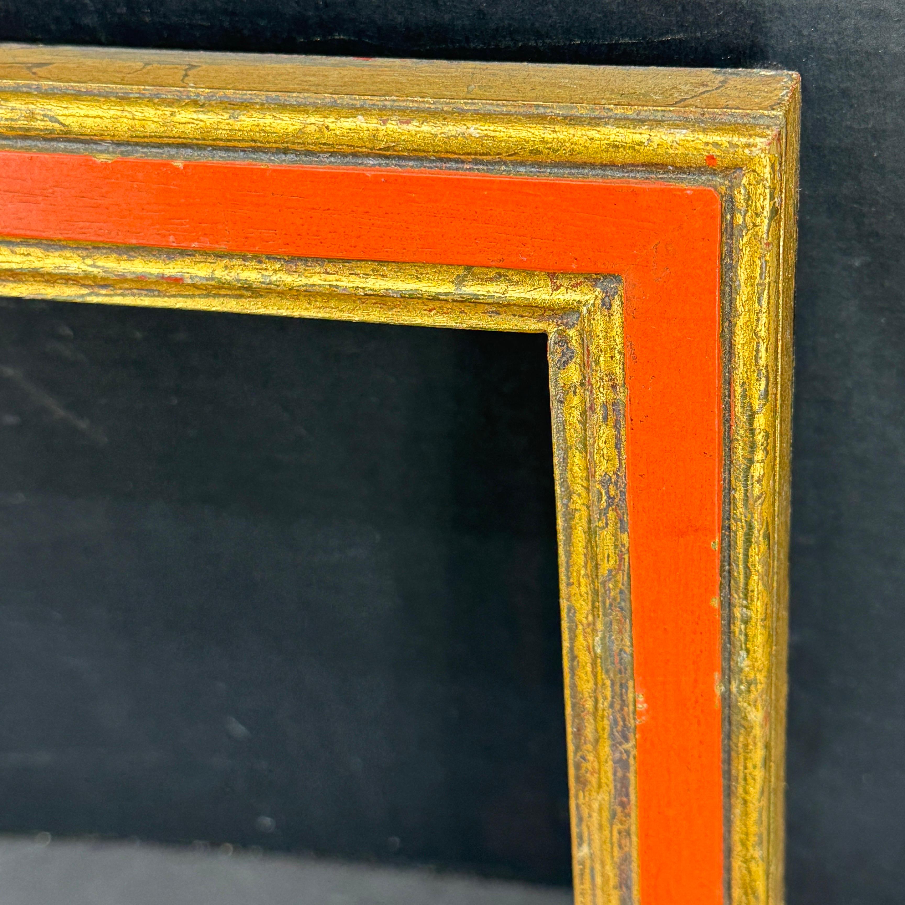 Italienisch Florentine Orange Gold vergoldet Holz Kunstrahmen CIRCA 1950's 2