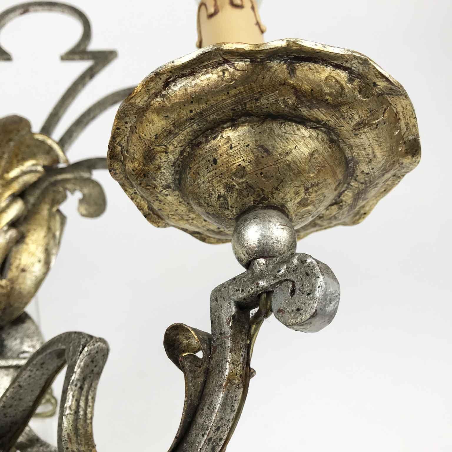 20th Century Italian Florentine Pair of Iron Sconces by Banci Firenze 1980 Renaissance Style For Sale