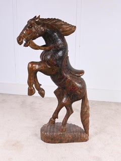 Italian Florentine Rearing Horse Statue Carved Pony 1920