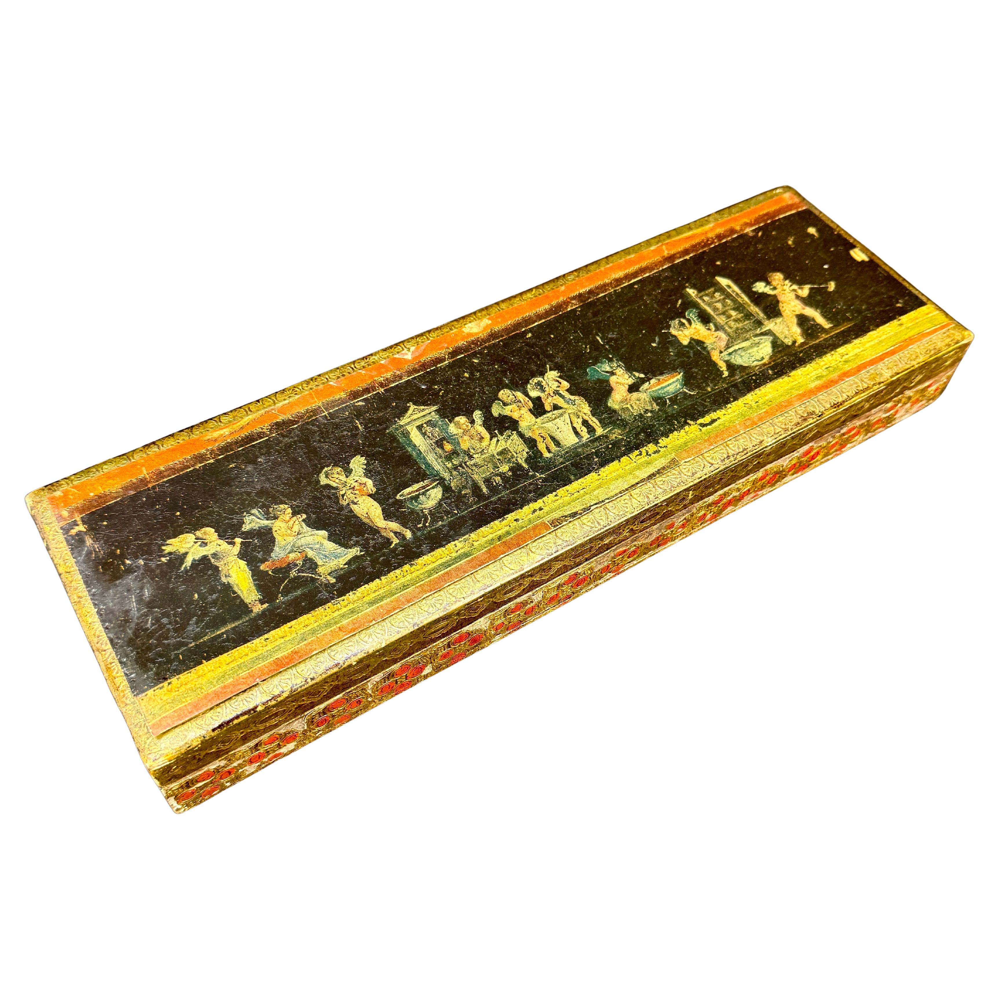 Italian Florentine Rectangular Wood Trinket Jewelry Box, 1960
s For Sale