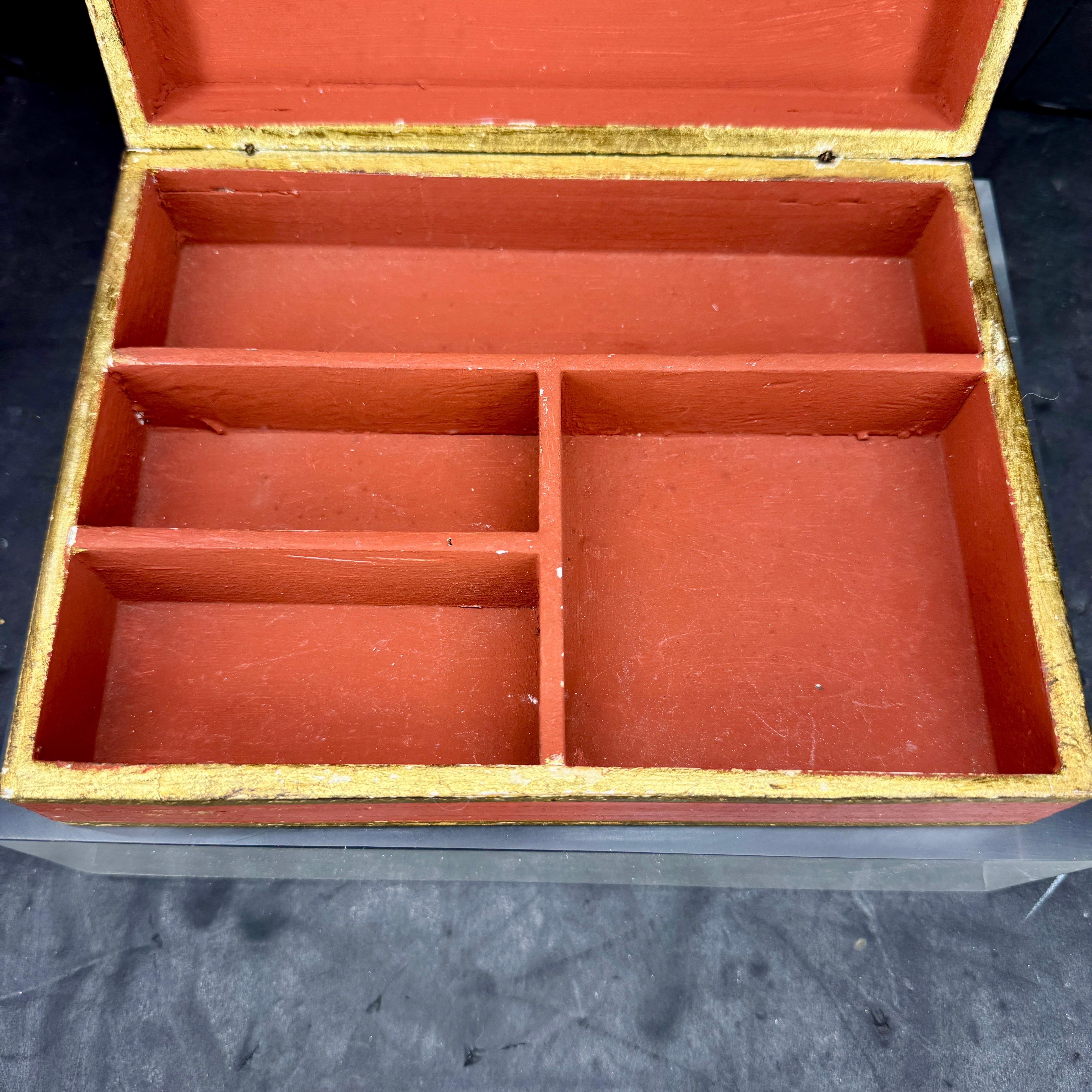 Italian Florentine Rectangular Wood Trinket Jewelry Box For Sale 6