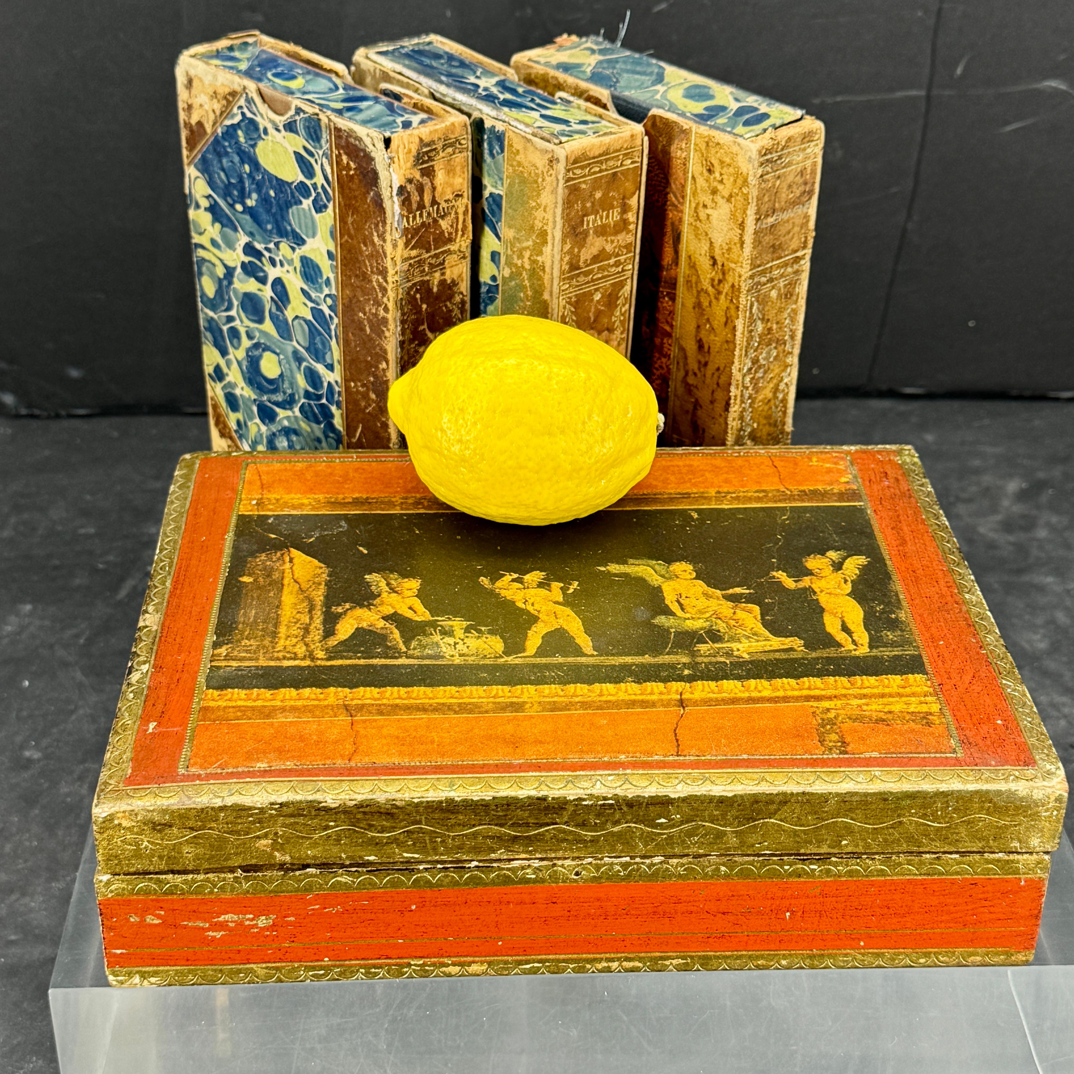 Hand-Crafted Italian Florentine Rectangular Wood Trinket Jewelry Box For Sale