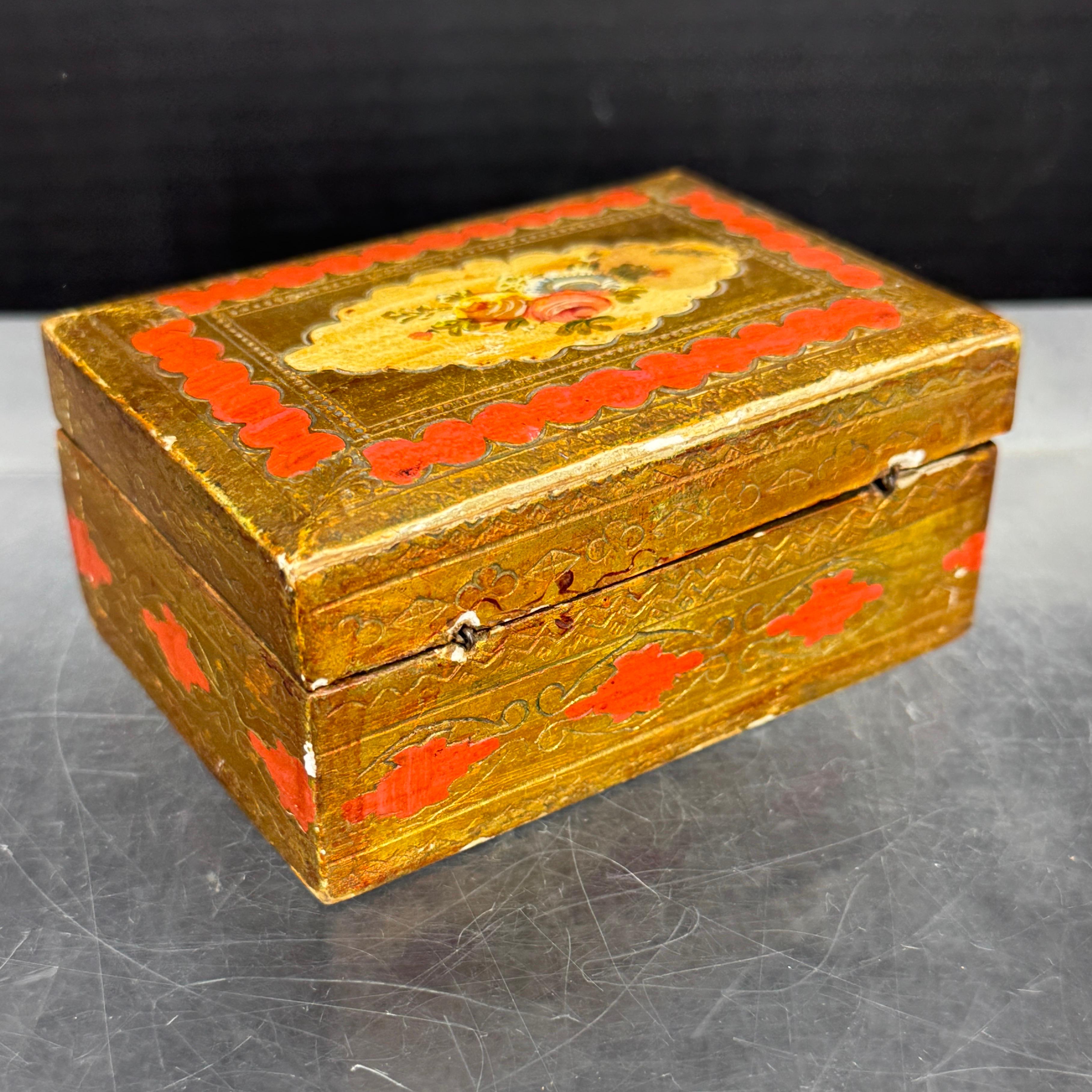 Joyero Rectangular Florentino Italiano de Baratijas de Madera Hecho a mano en venta