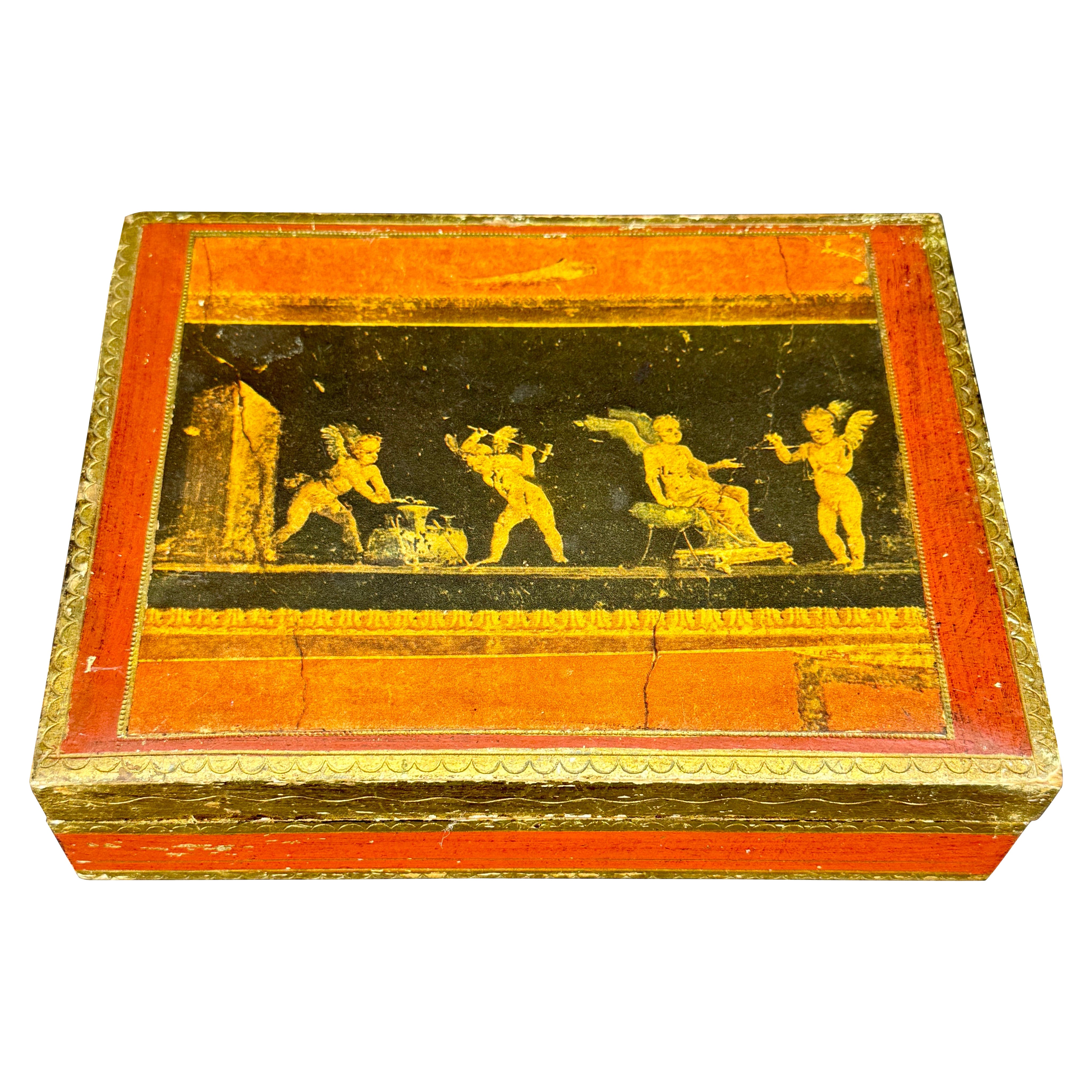 Italian Florentine Rectangular Wood Trinket Jewelry Box