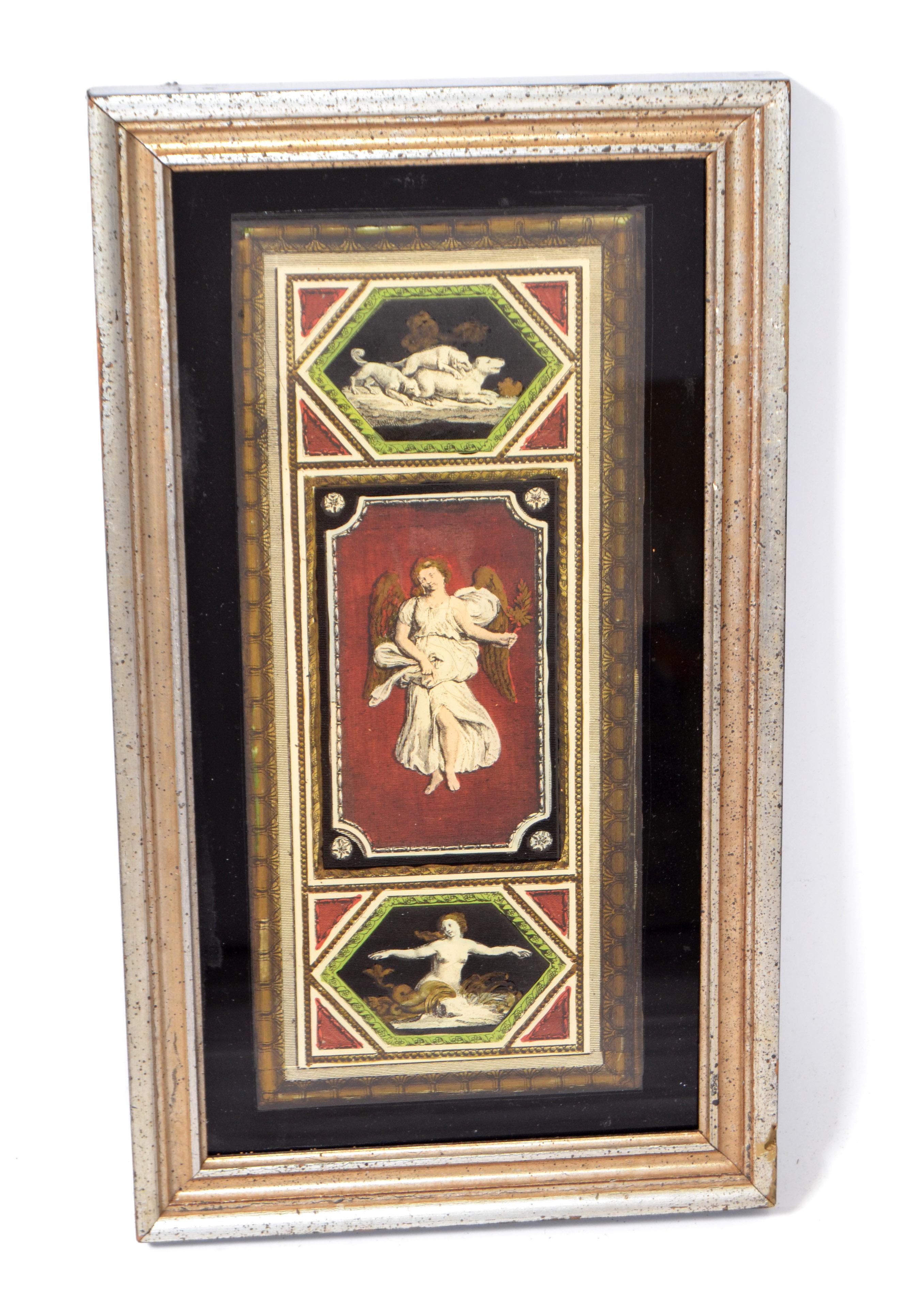 Baroque Italian Florentine Silver Framed and Encased Fine Art Angel Dogs and Nude Motif For Sale