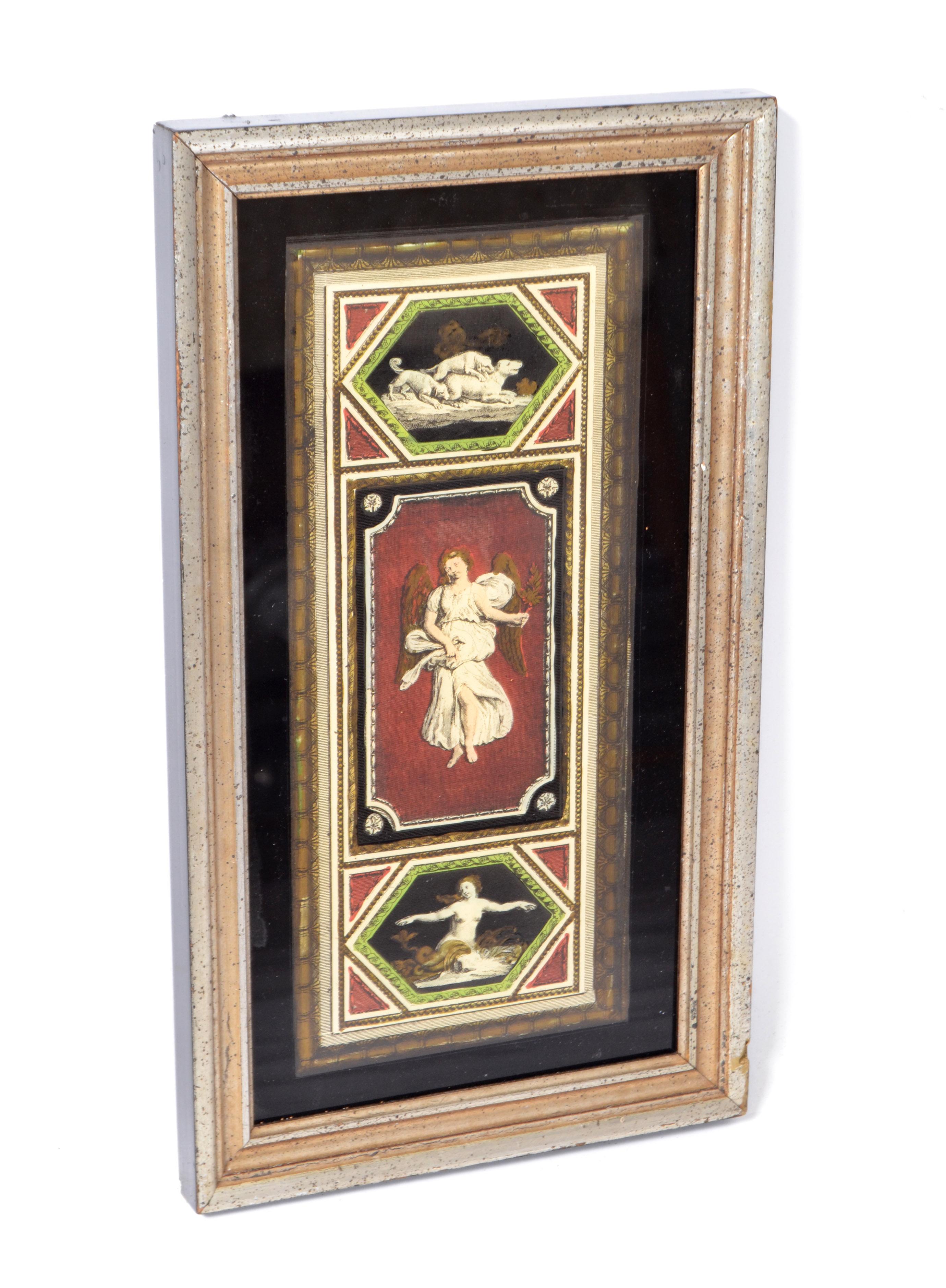Italian Florentine Silver Framed and Encased Fine Art Angel Dogs and Nude Motif In Good Condition For Sale In Miami, FL