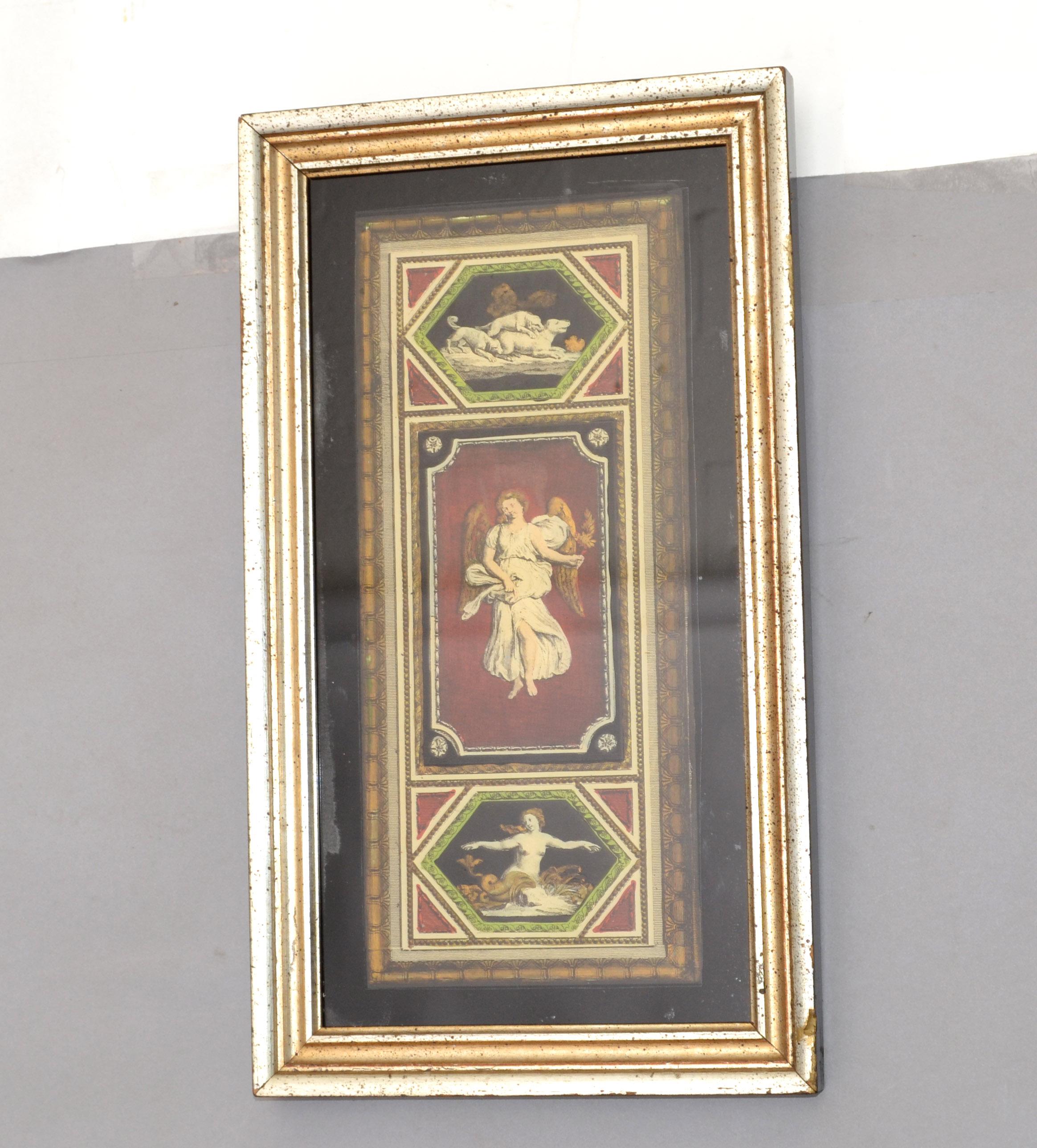 Mid-20th Century Italian Florentine Silver Framed and Encased Fine Art Angel Dogs and Nude Motif For Sale