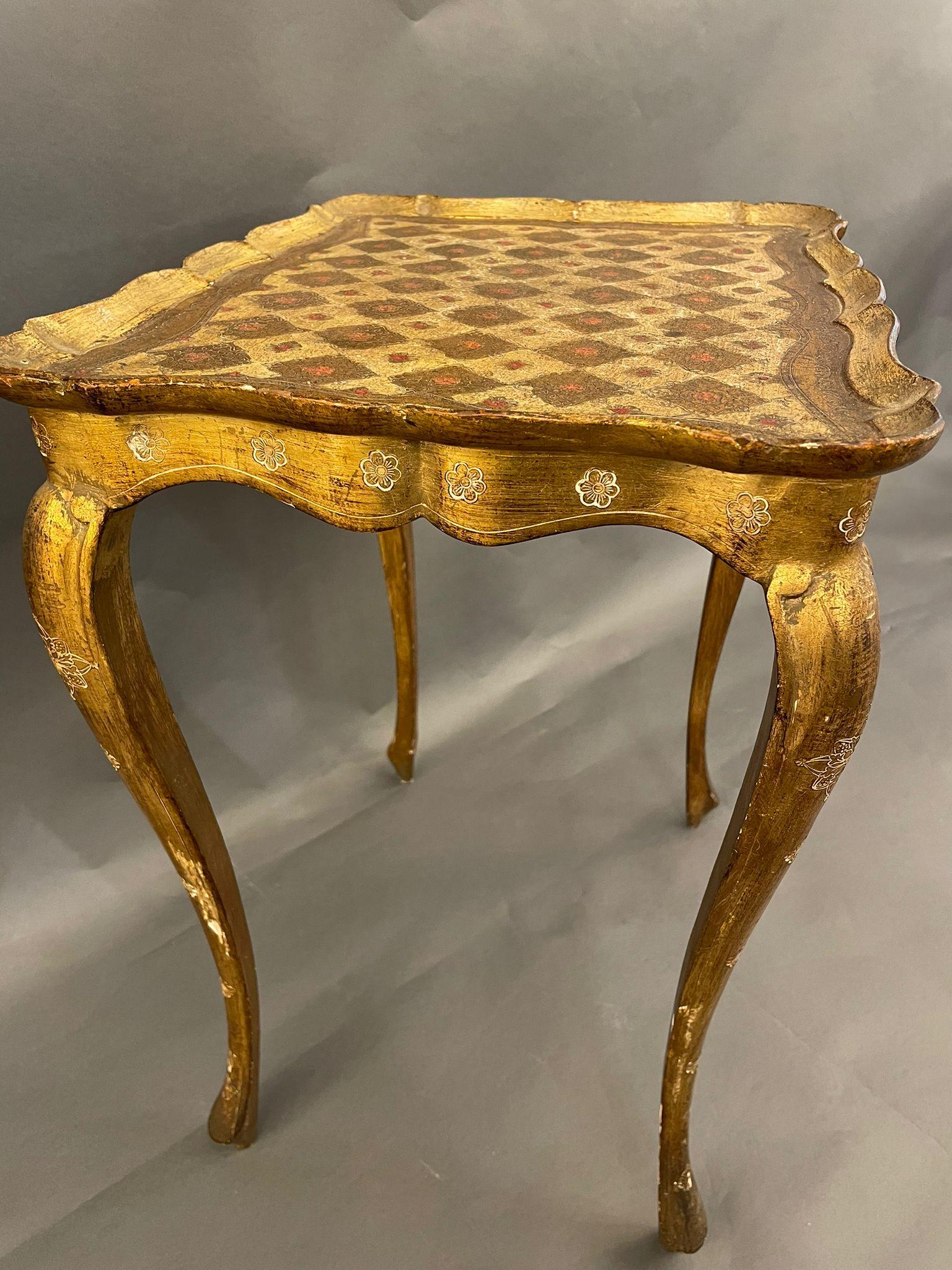 Gilt Italian Florentine Small Side Table, Italy 1940s For Sale