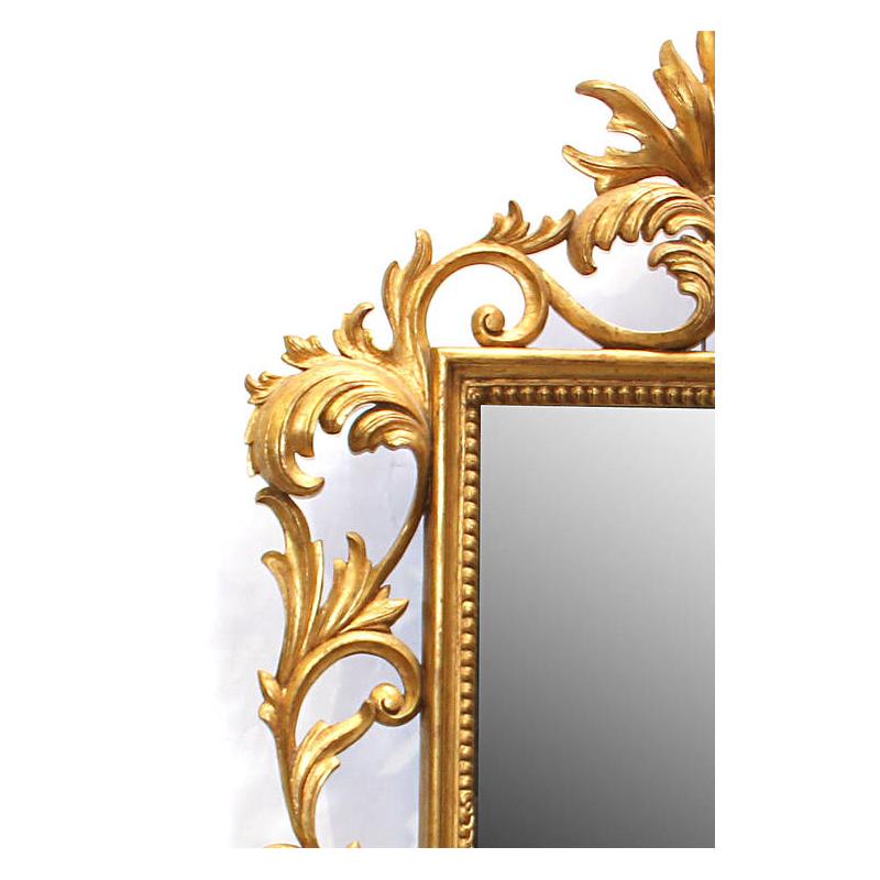 Hand-Carved Italian Florentine Style Carved Giltwood Mirror, 19th Century