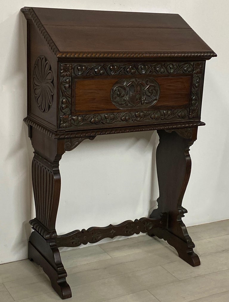 Renaissance Italian Florentine Style Walnut Podium Desk, circa 1920 For Sale