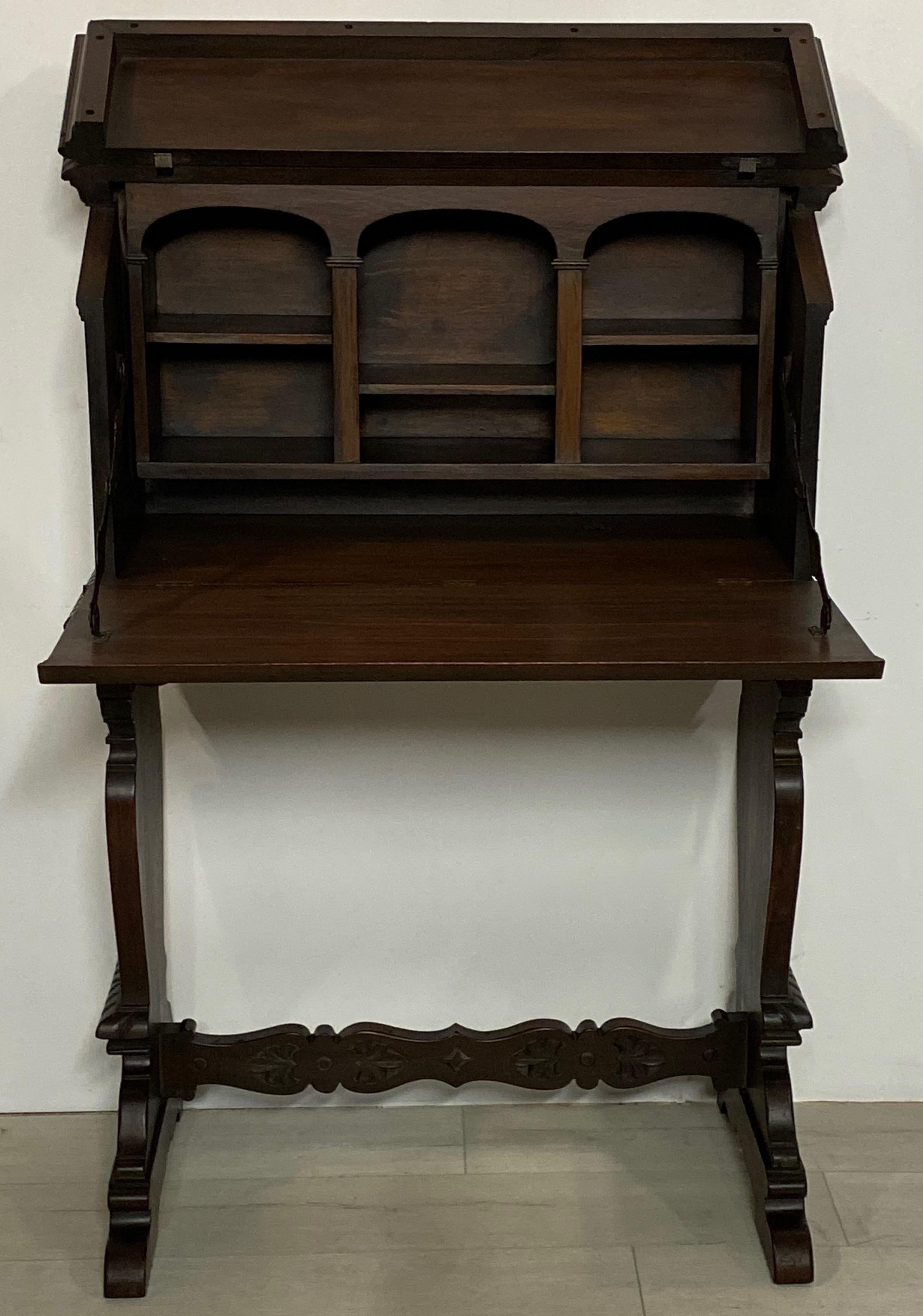 Carved Italian Florentine Style Walnut Podium Desk, circa 1920