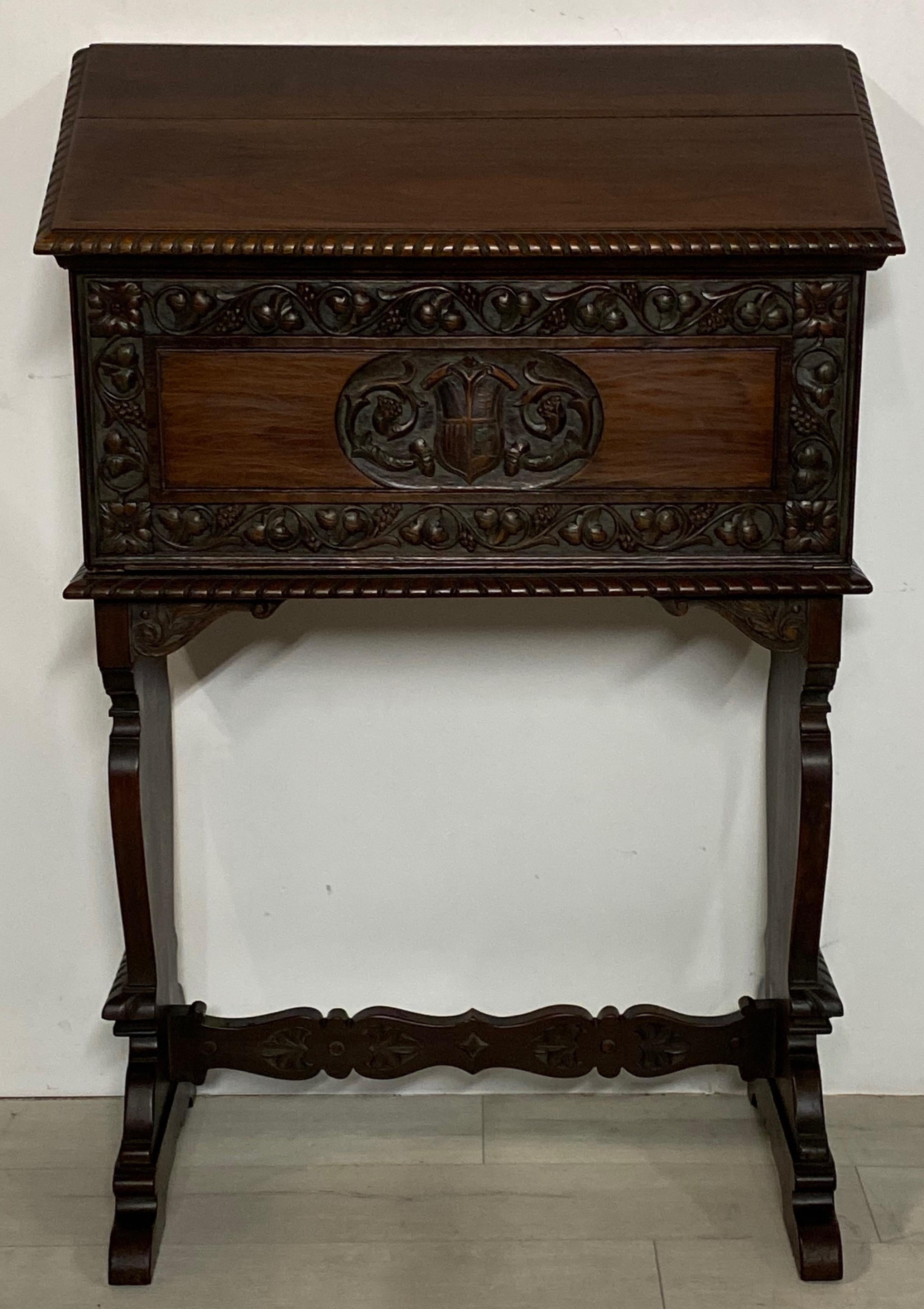 20th Century Italian Florentine Style Walnut Podium Desk, circa 1920