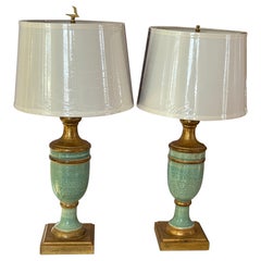 Lampade italiane Florentine in legno turchese e oro