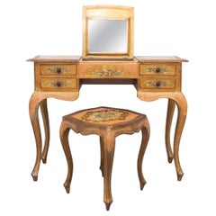 Vintage Italian Florentine Vanity Dressing Table and Stool