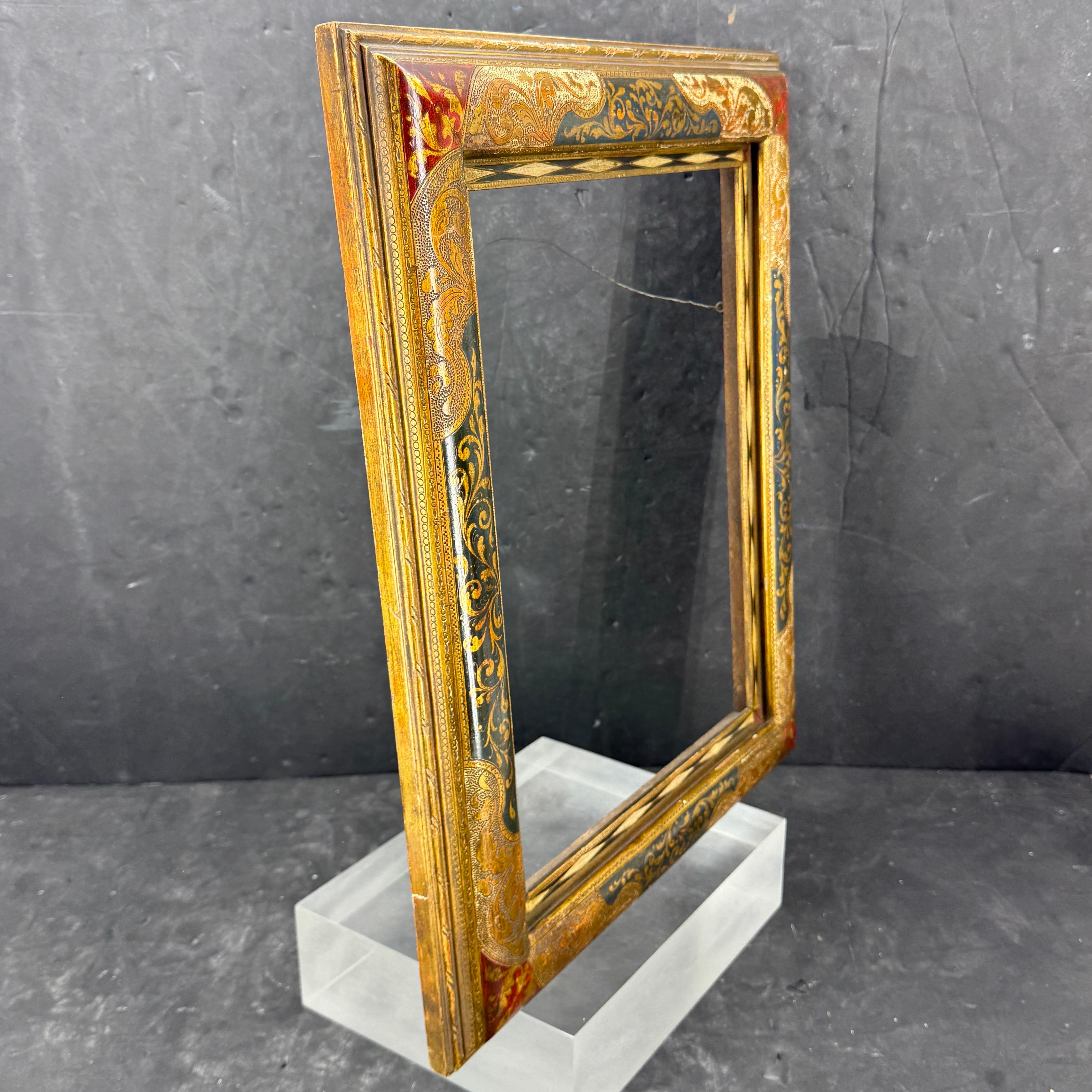 Italian Florentine Venetian Gold Gilt Wood Art Frame Mirror For Sale 7