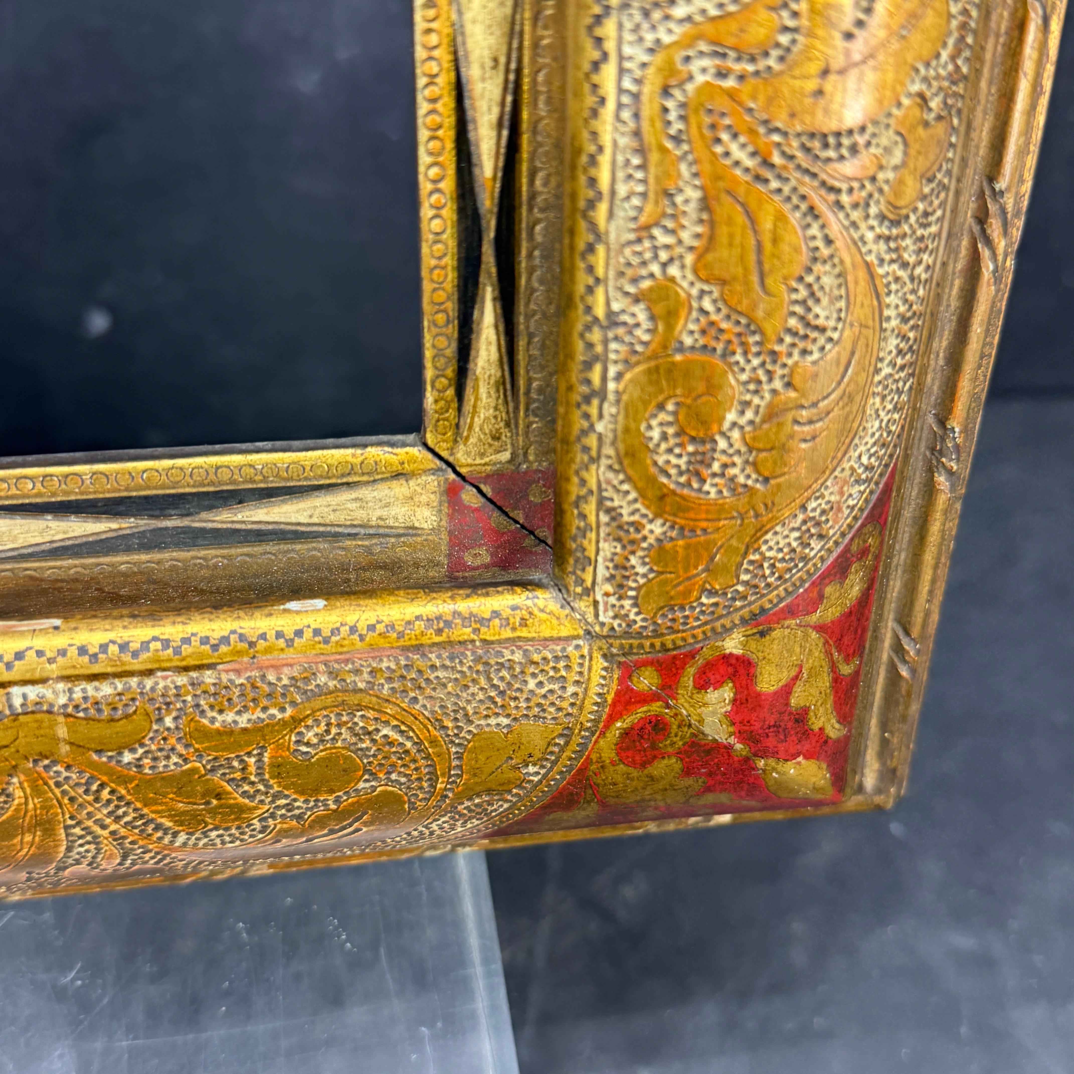 Italian Florentine Venetian Gold Gilt Wood Art Frame Mirror For Sale 8