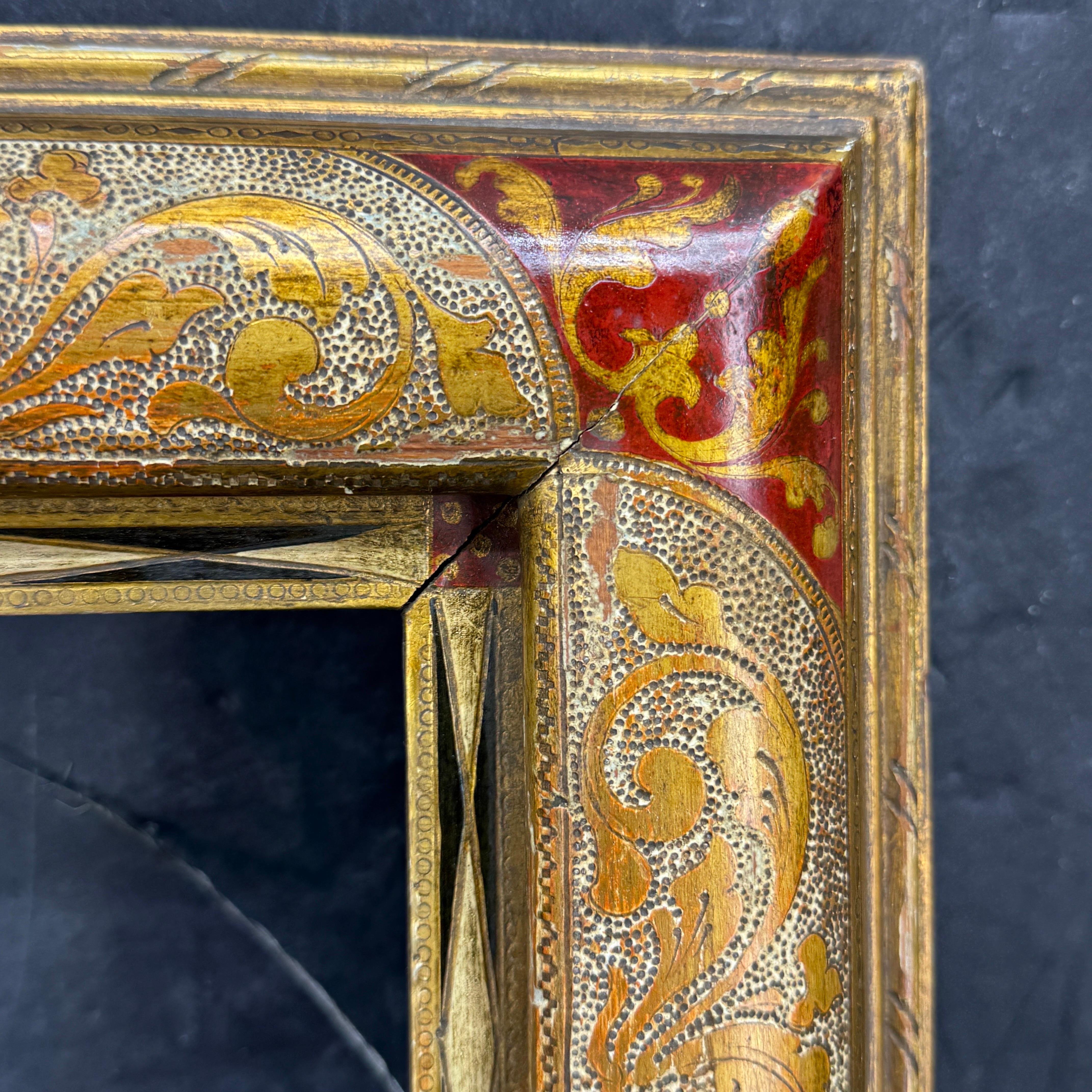 Italian Florentine Venetian Gold Gilt Wood Art Frame Mirror For Sale 11