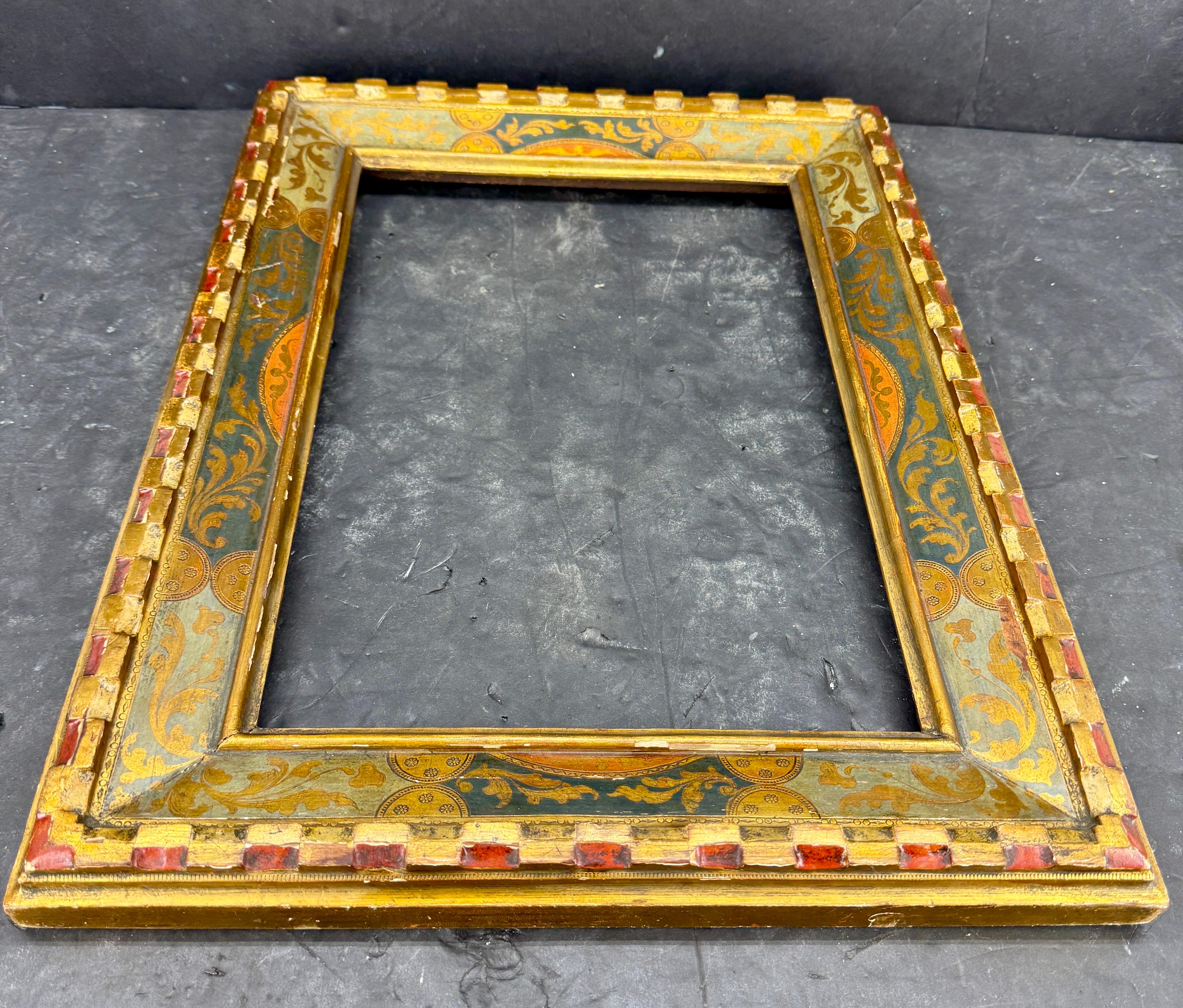 Italian Florentine Venetian Gold Gilt Wood Art Frame Mirror For Sale 12