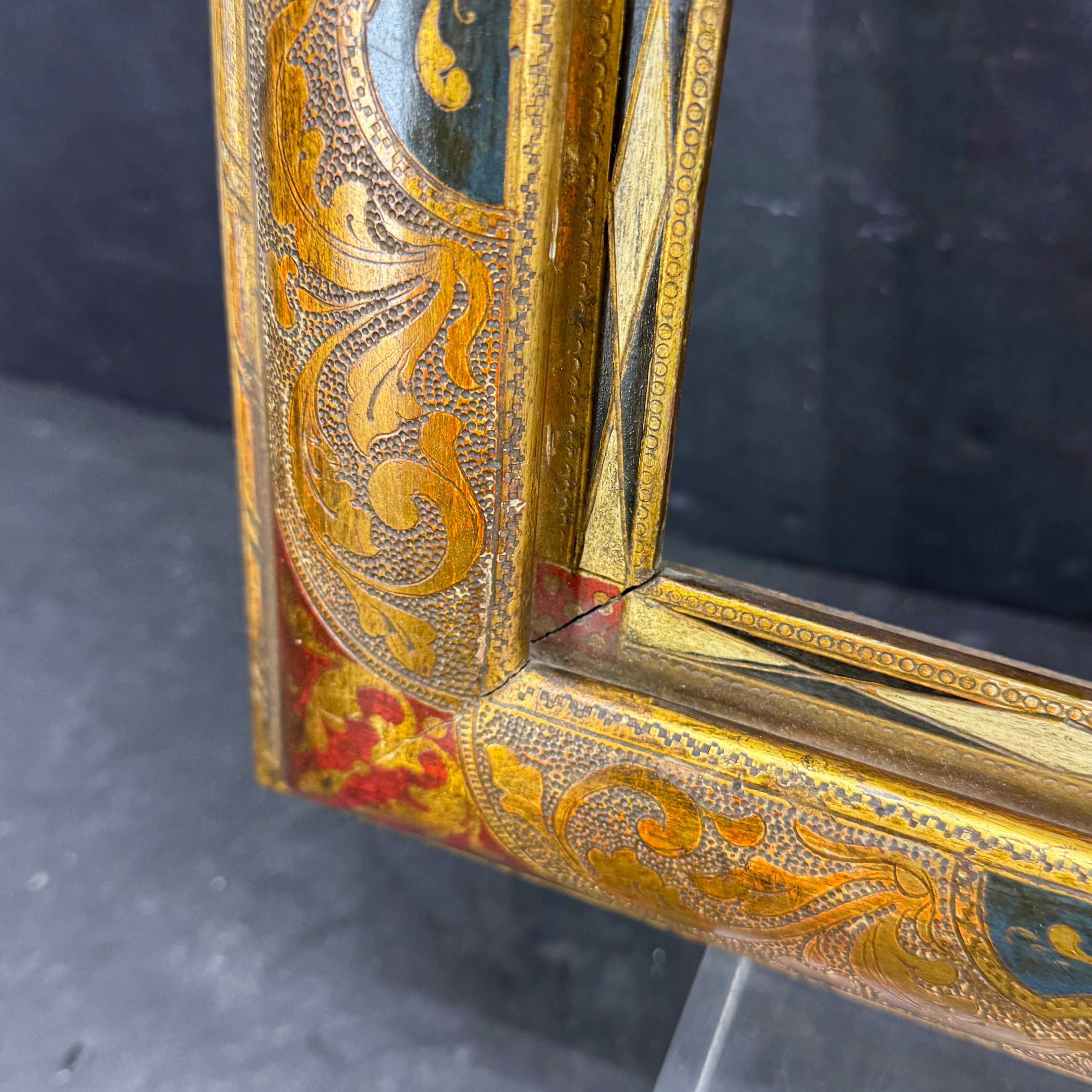 Italian Florentine Venetian Gold Gilt Wood Art Frame Mirror For Sale 13