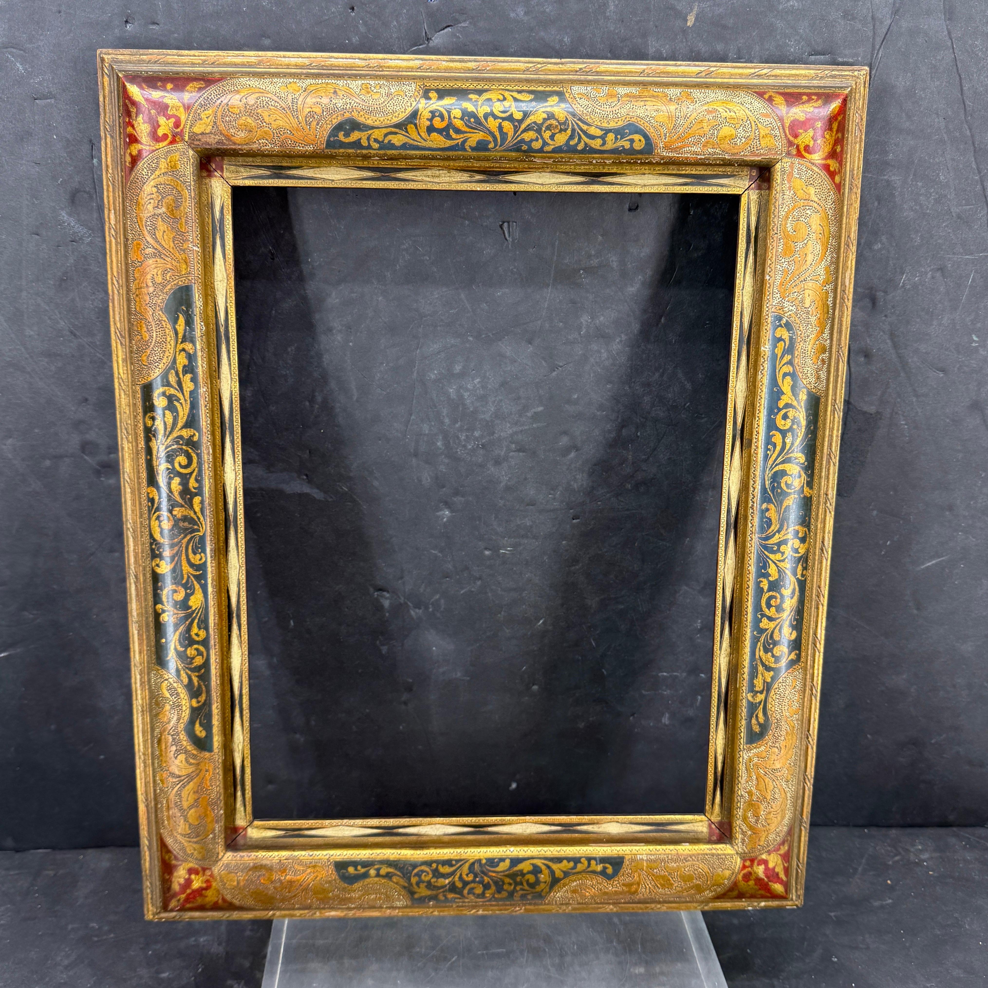 Hand-Carved Italian Florentine Venetian Gold Gilt Wood Art Frame Mirror For Sale