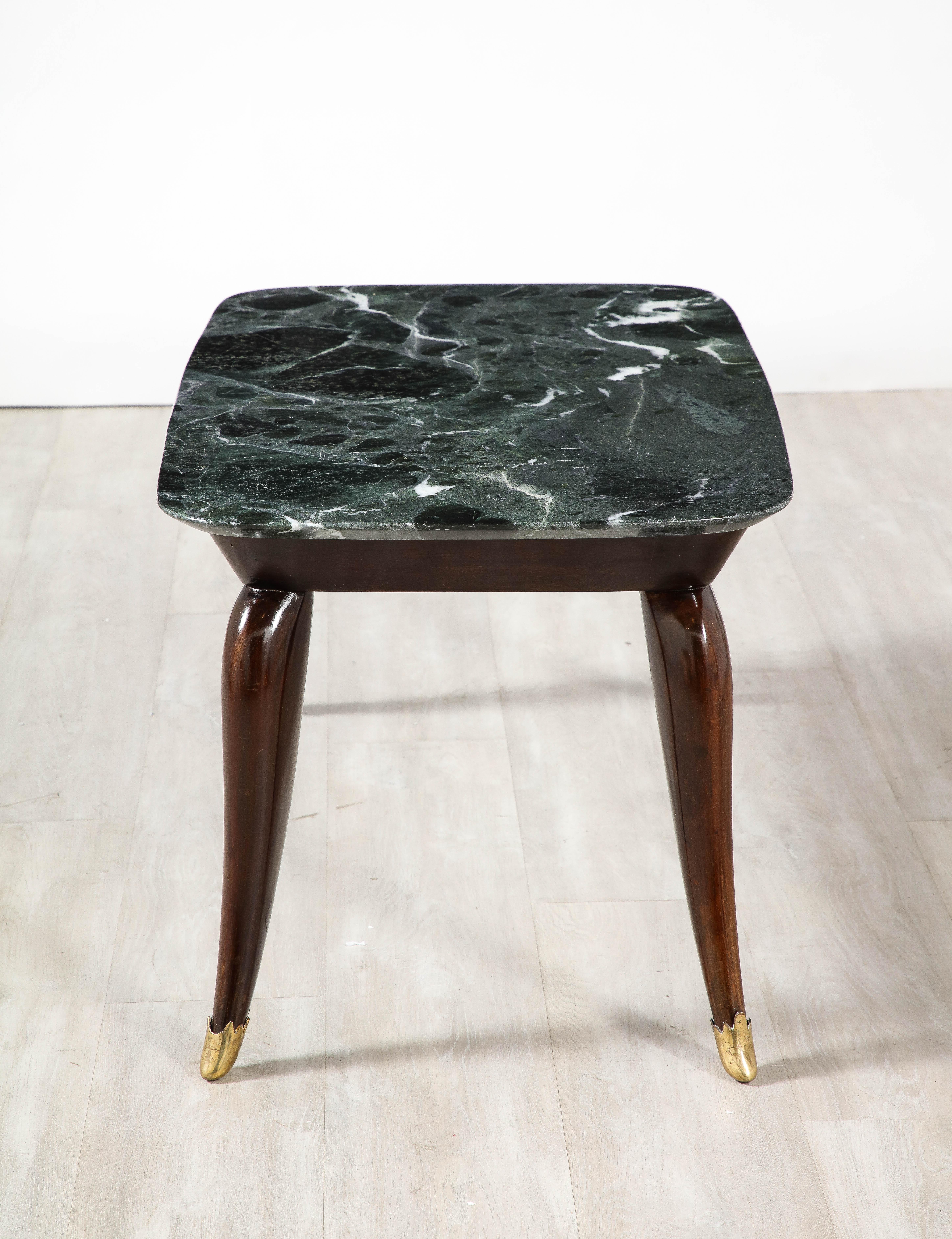 Italian Florentine Walnut and Verdi Alpi Marble Coffee Table, circa 1940 5