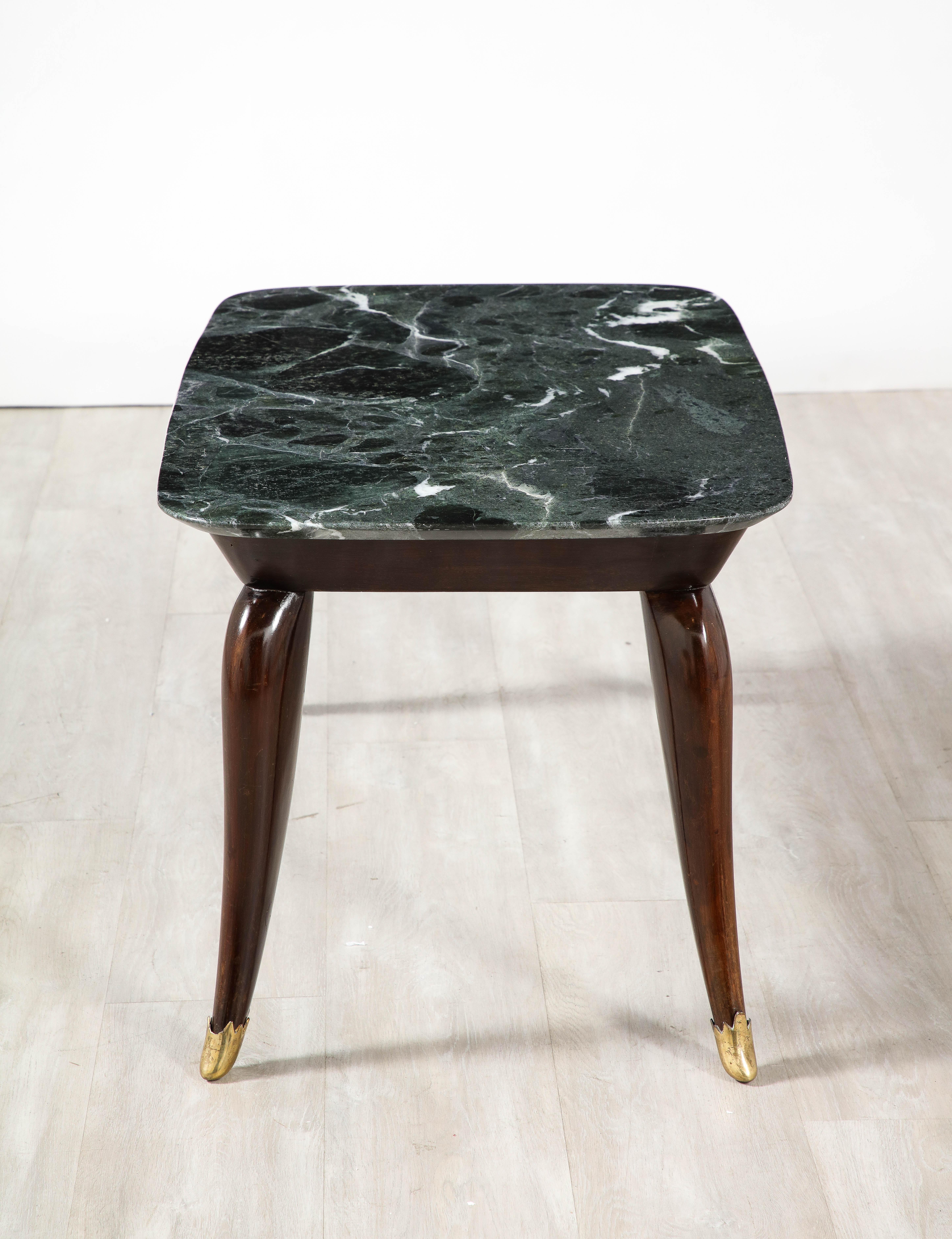 Italian Florentine Walnut and Verdi Alpi Marble Coffee Table, circa 1940 For Sale 5