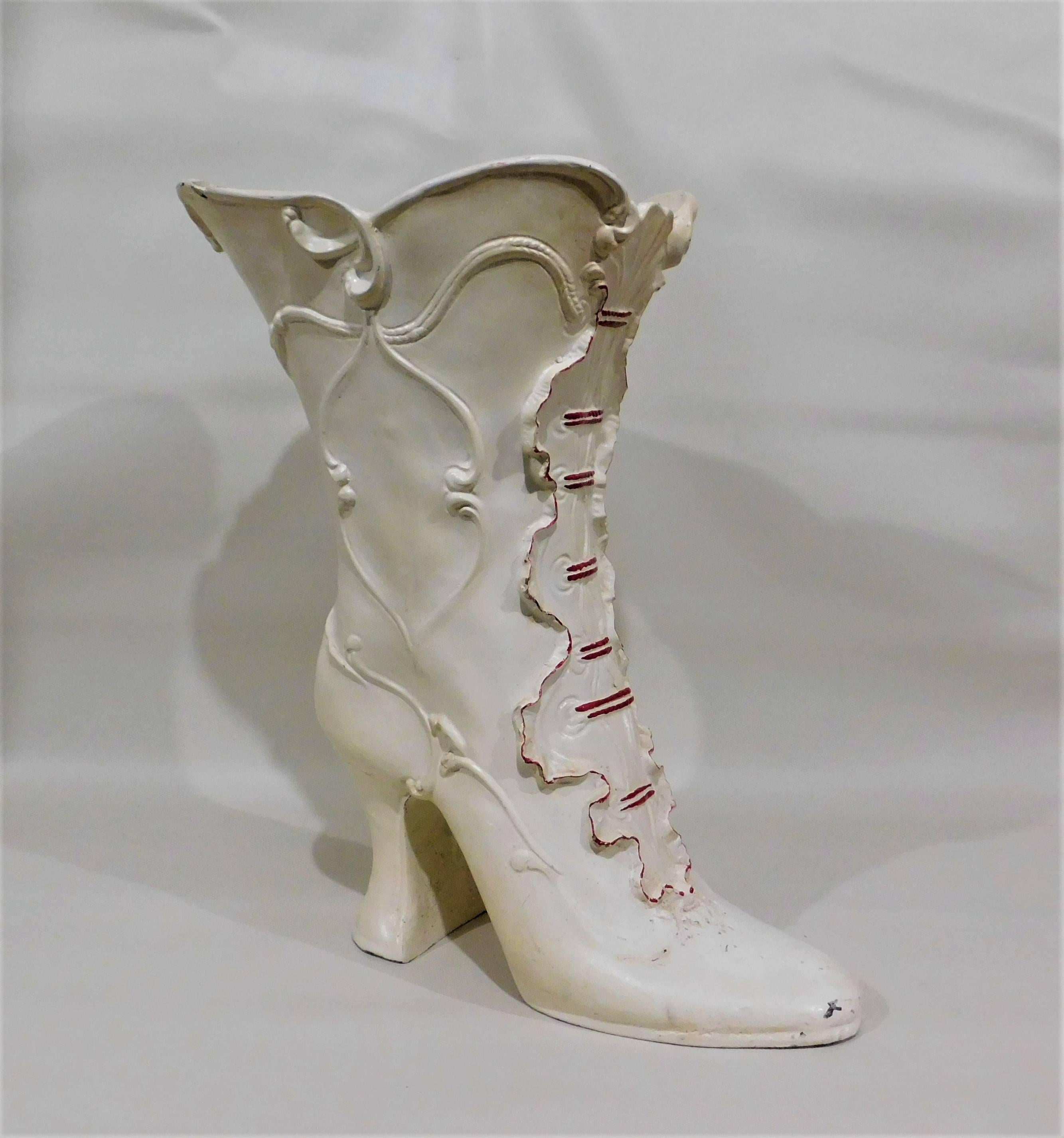 Italian Florist's High Heel Boot Advertising Store Display Vase In Good Condition For Sale In Hamilton, Ontario