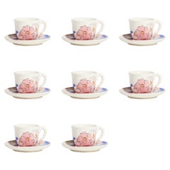 Italian Flower Ceramic Demitasse Set of Eight