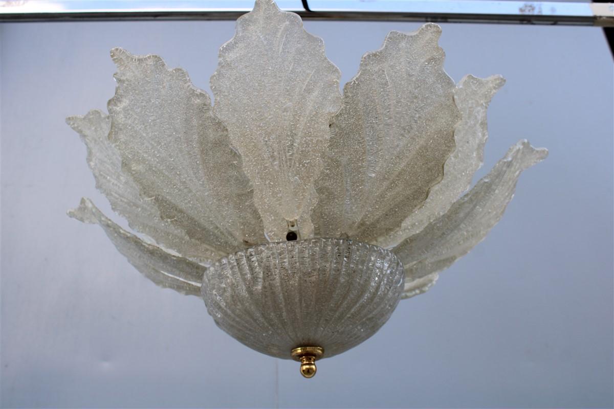 Italian Flower Murano Glass Chandelier Trasparent and Gold, 1970s 3