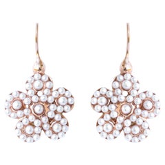 Italian Flower Pearl Vermeil Drop Earrings