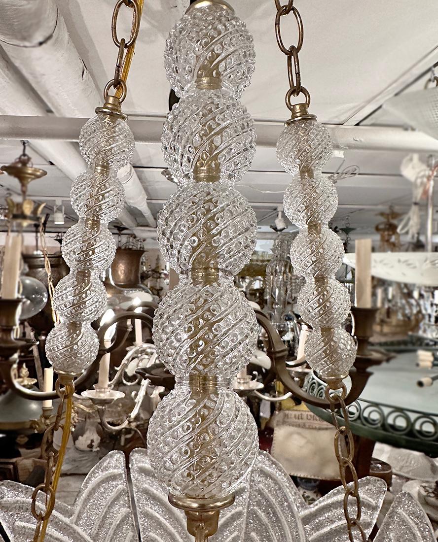 Italian Flower shaded Light Fixture In Good Condition For Sale In New York, NY