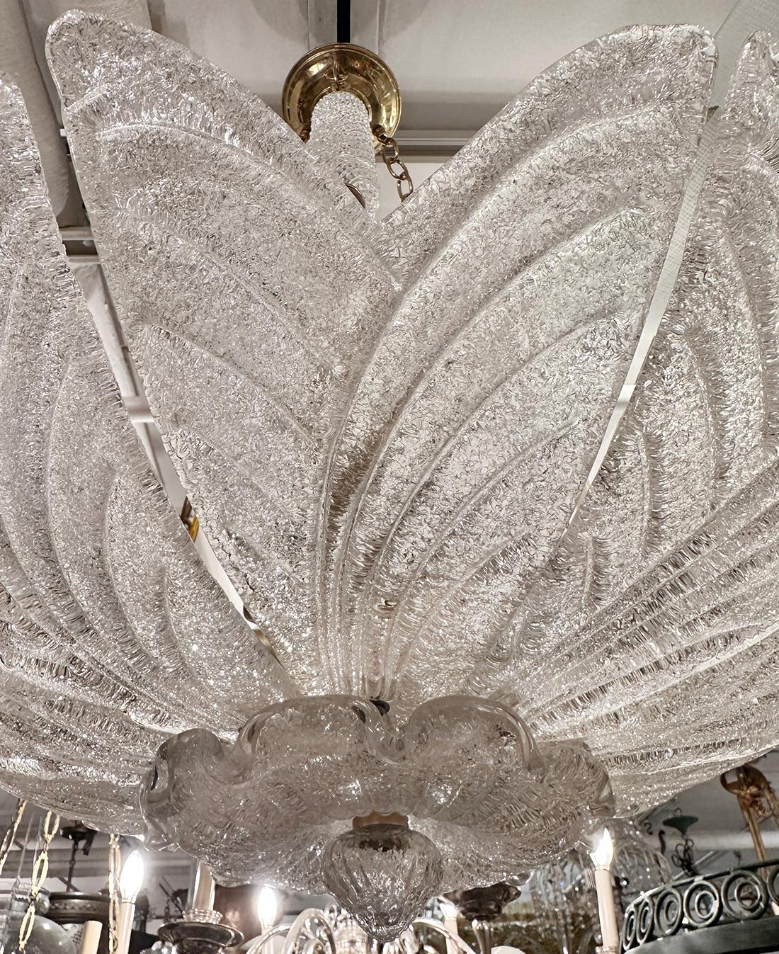 Blown Glass Italian Flower shaded Light Fixture For Sale