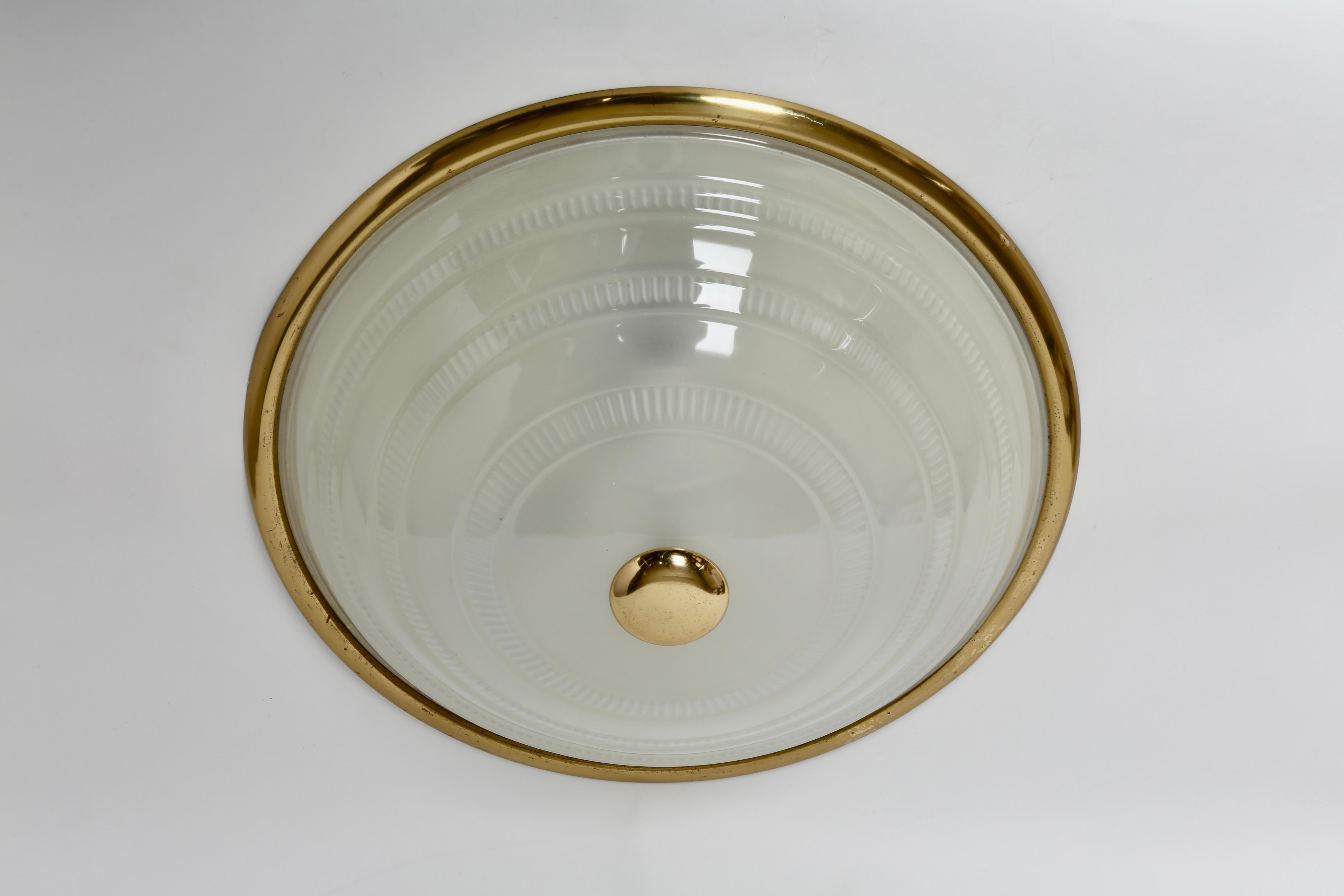 Murano glass Italian Flush Mount Ceiling Light  In Good Condition For Sale In Brooklyn, NY
