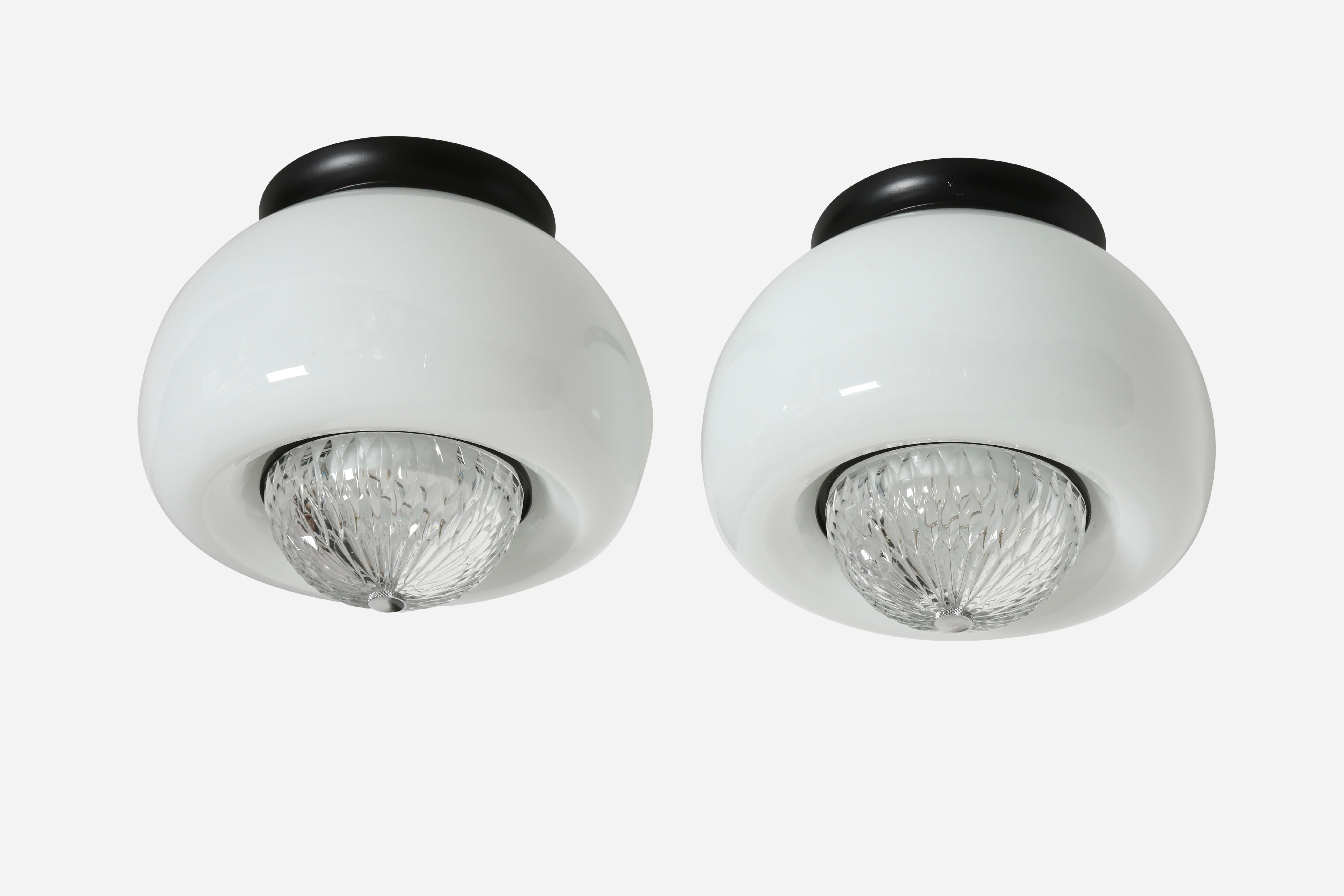 Mid-Century Modern Italian flush mount ceiling lights, set of 2 For Sale