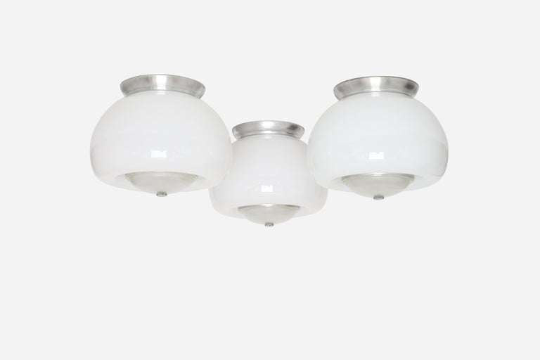 Italian Flush Mount Ceiling Lights, Set of 3 For Sale at 1stdibs