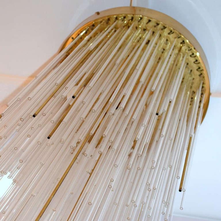 Italian 1960s Flush Mount Chandelier in Glass, Brass Cascading like a Waterfall In Good Condition In London, GB