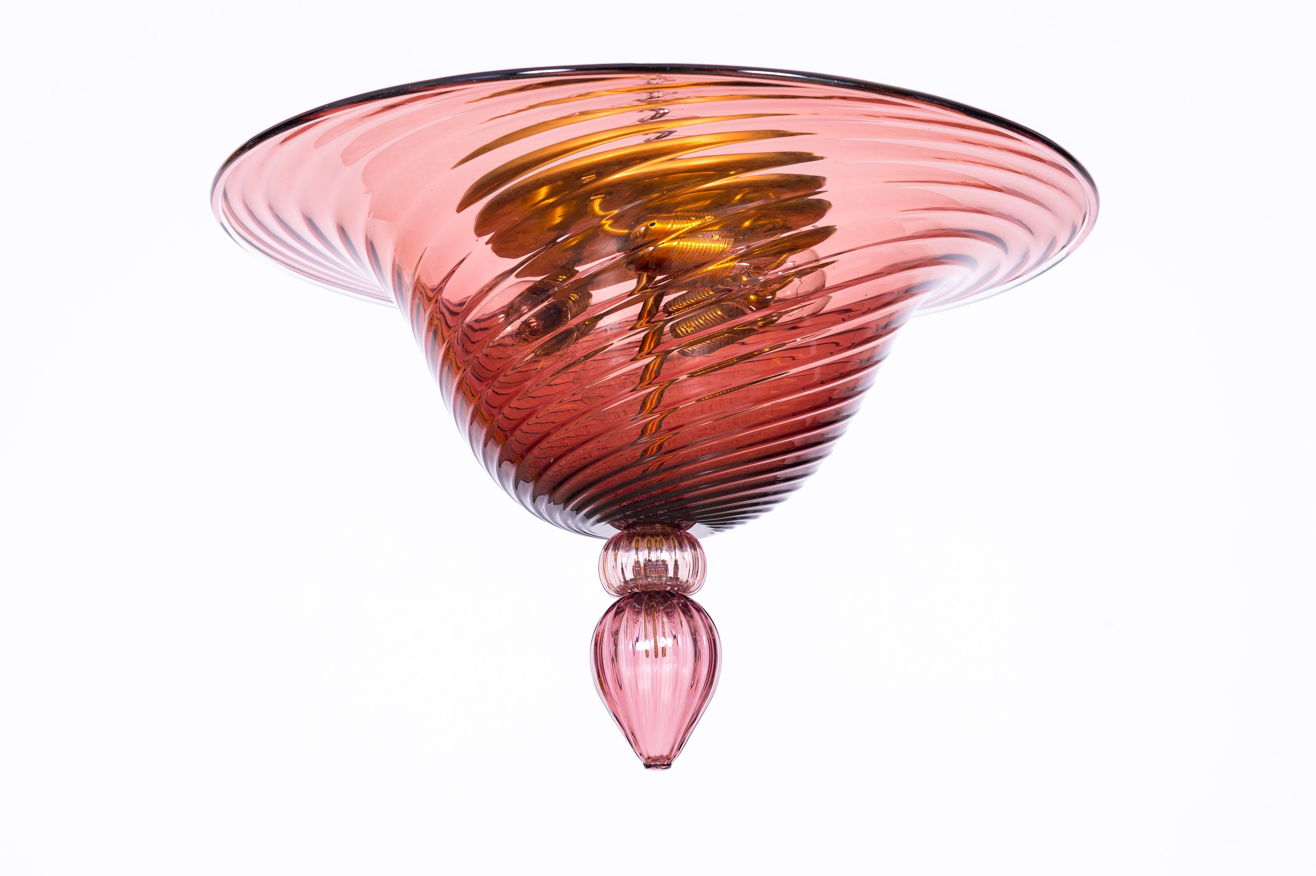  Amethyst Flush Mount in Blown Murano Glass Contemporary, Italy 5