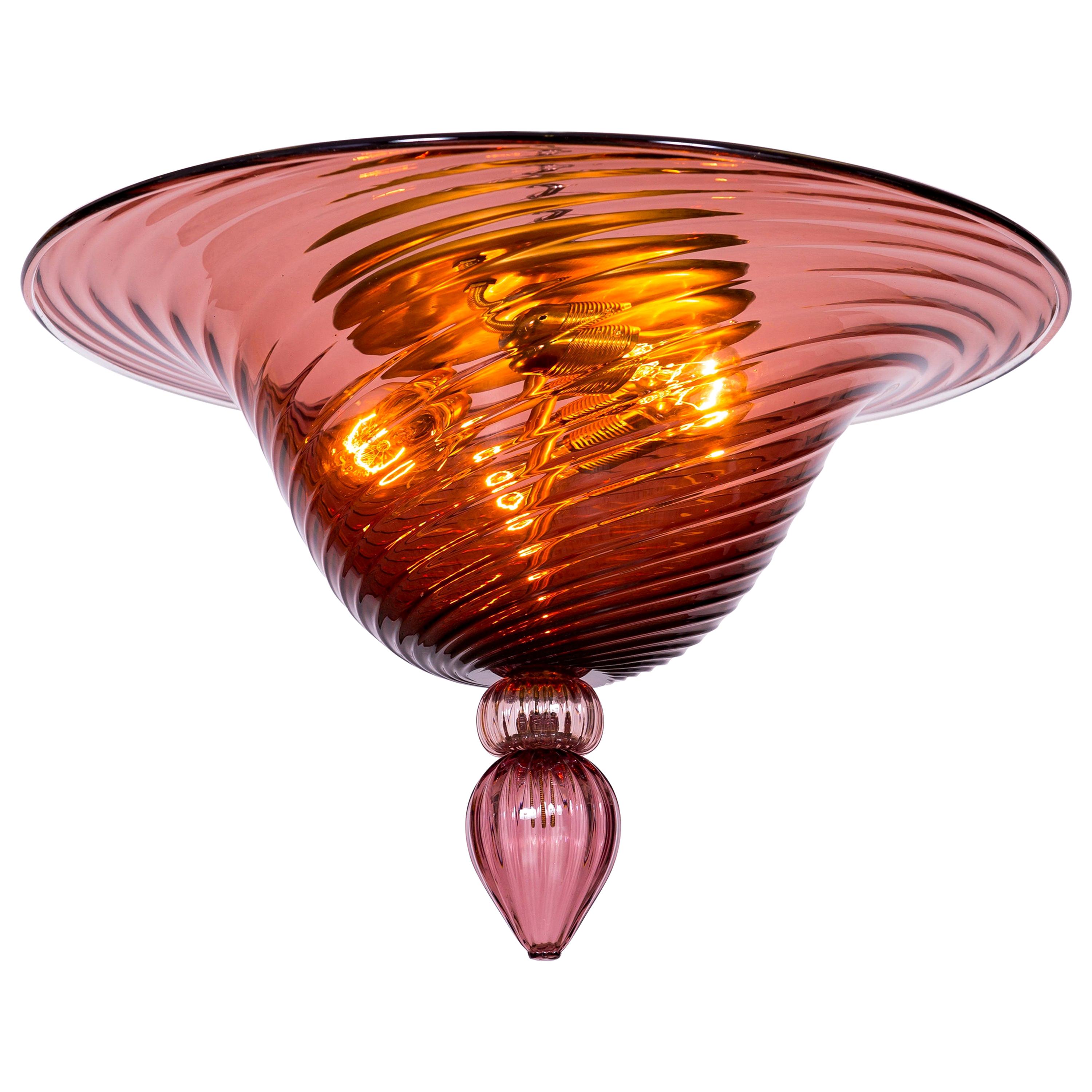  Amethyst Flush Mount in Blown Murano Glass Contemporary, Italy