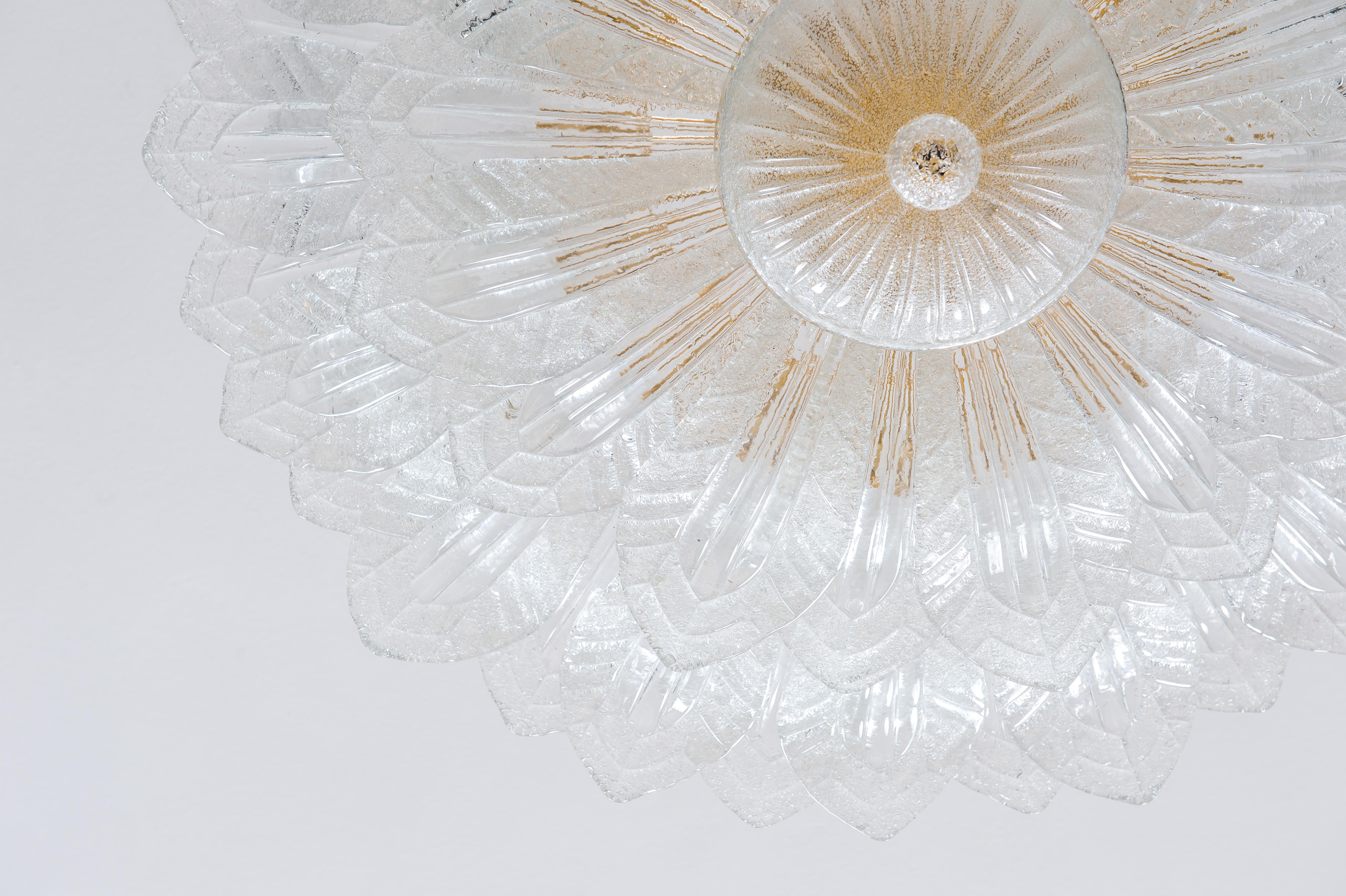 Empotrable de cristal de Murano Hojas arenadas y oro hundido Italia Década de 1990 en venta 8