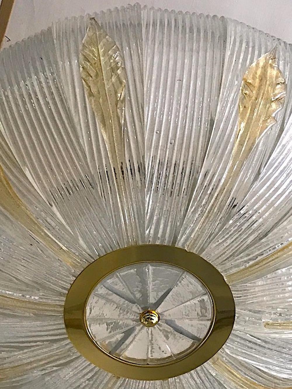 Italian Flush Mount Murano Glass Chandelier by Barovier & Toso 3