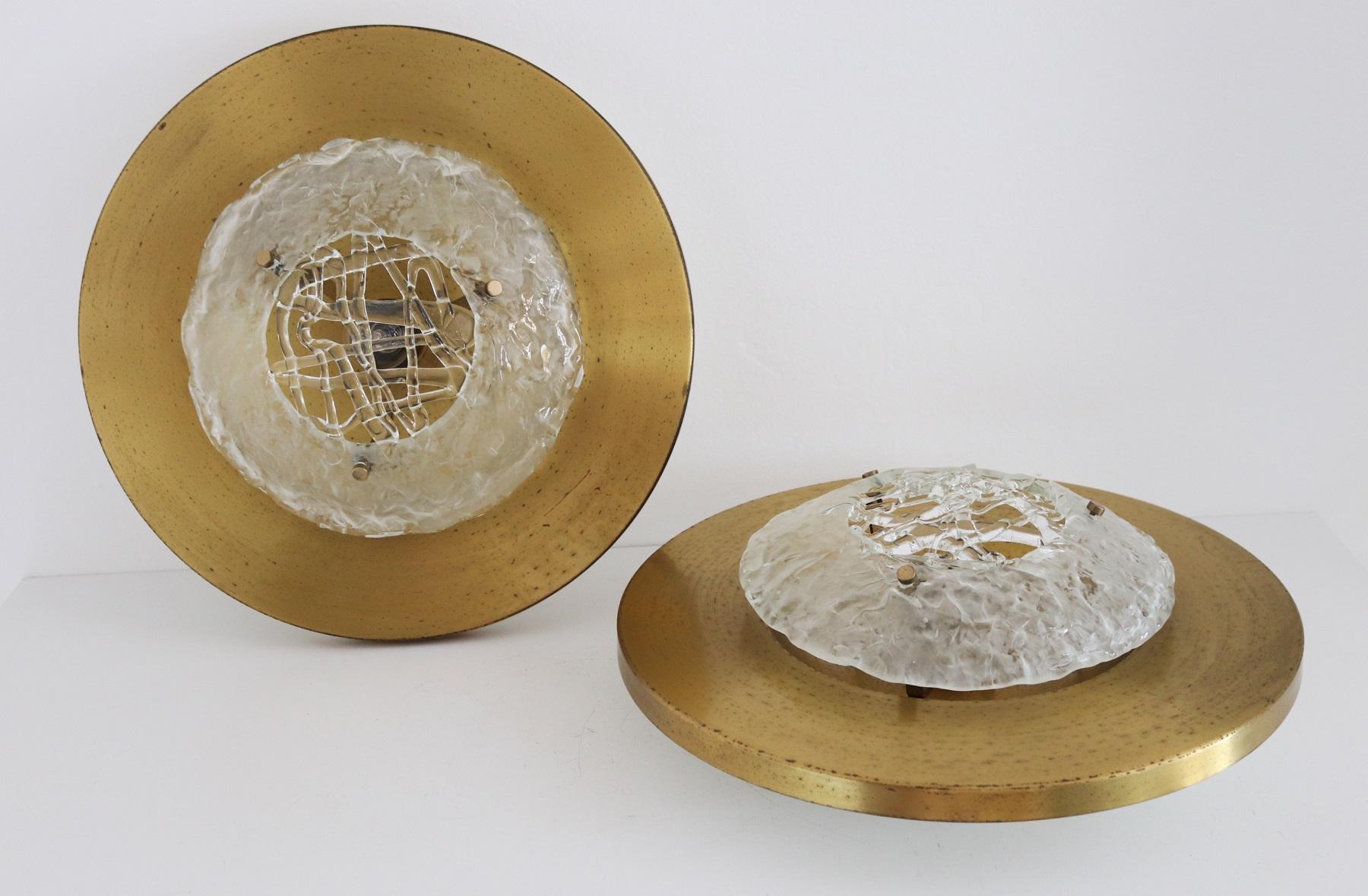 Italian Flush Mount or Ceiling Lights in Brass by Angelo Brotto for Esperia, 70s For Sale 10