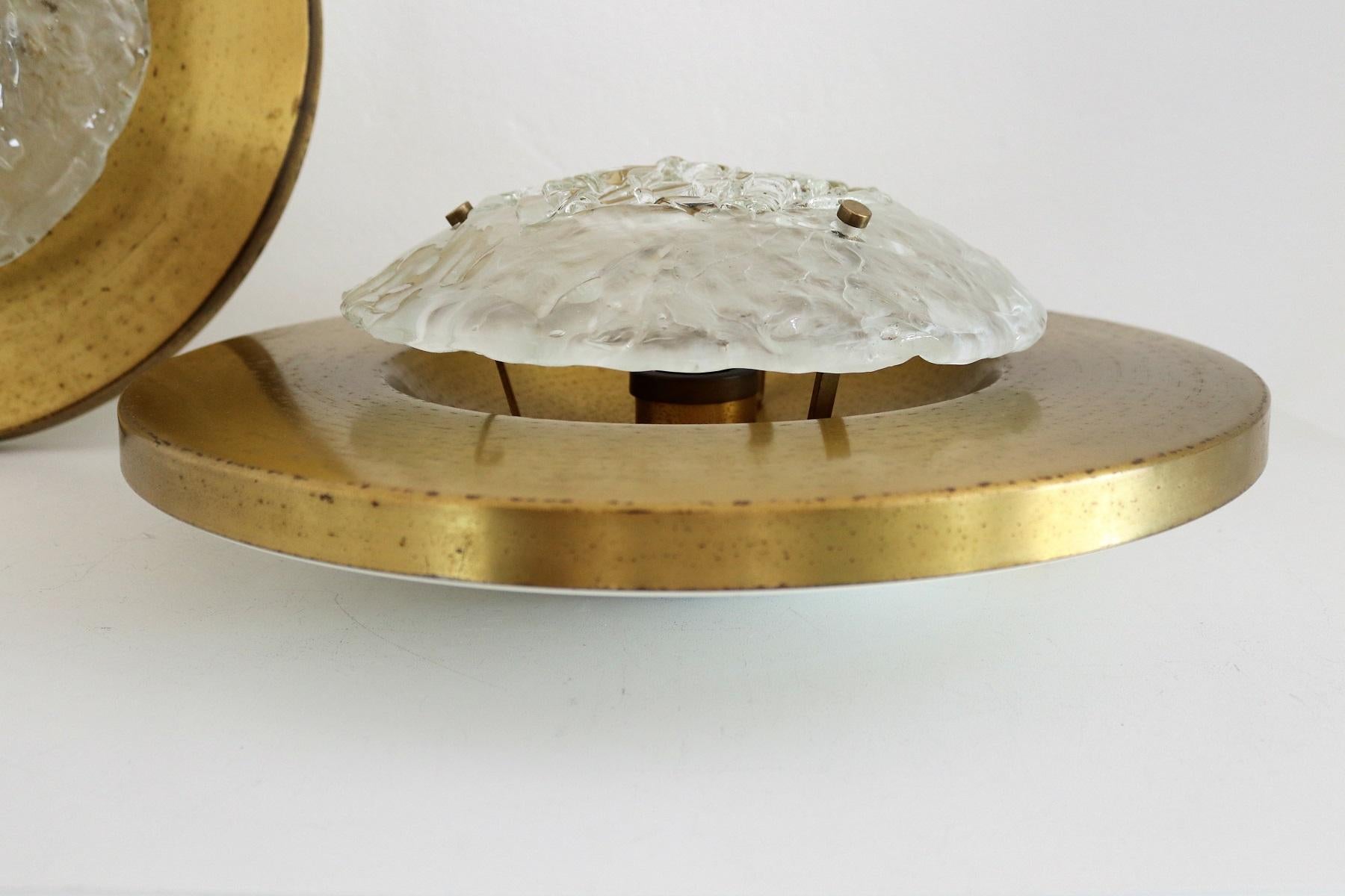 Italian Flush Mount or Ceiling Lights in Brass by Angelo Brotto for Esperia, 70s For Sale 14