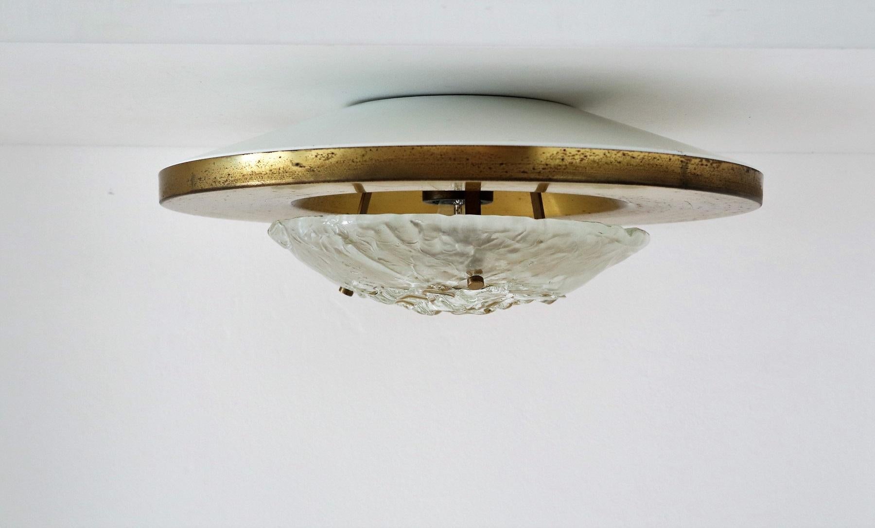 Italian Flush Mount or Ceiling Lights in Brass by Angelo Brotto for Esperia, 70s For Sale 3