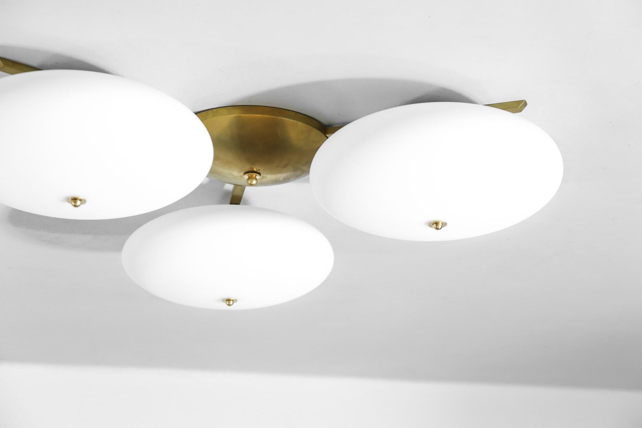 Contemporary Italian Flush Mount with Opaline Glass Style Angelo Lelli