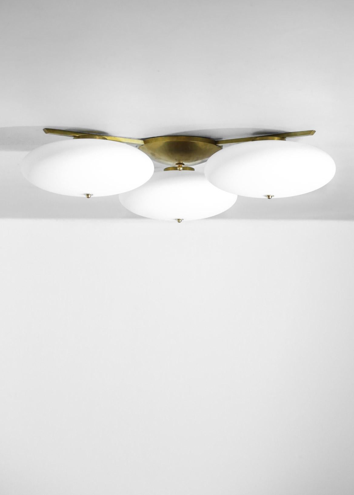 Italian Flush Mount with Opaline Glass Style Angelo Lelli 2