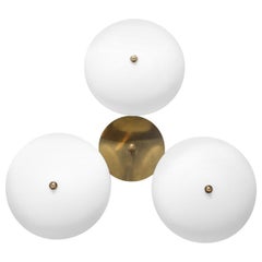 Italian Flush Mount with Opaline Glass Style Angelo Lelli