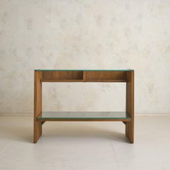 Italian Fluted Cherry Wood Console Table, 1970s