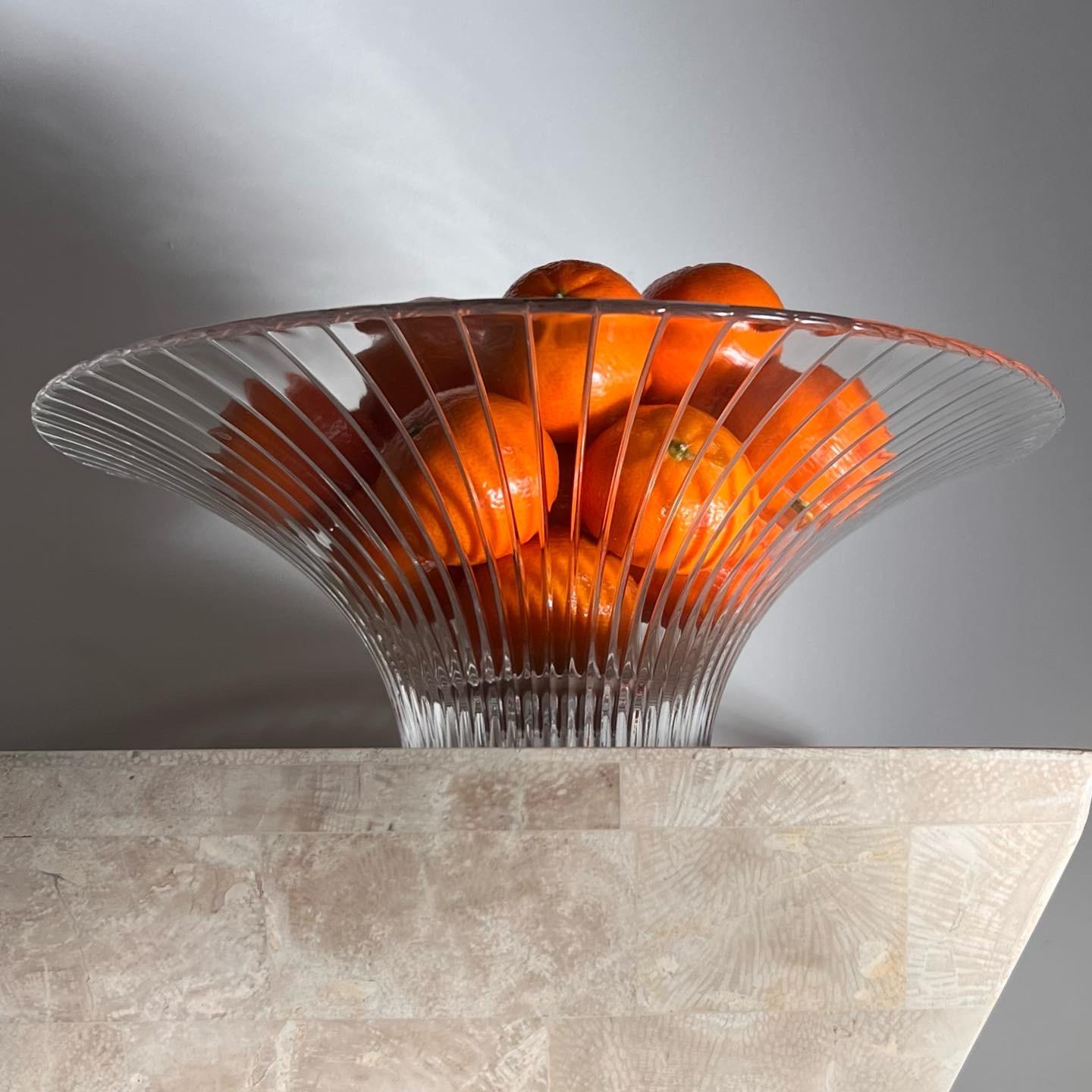 Italian Fluted Crystal Platter / Fruit Bowl by RCR, 20th Century 12