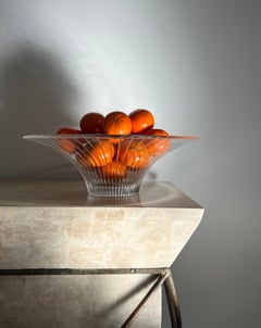Italian Fluted Crystal Platter / Fruit Bowl by RCR, 20th Century