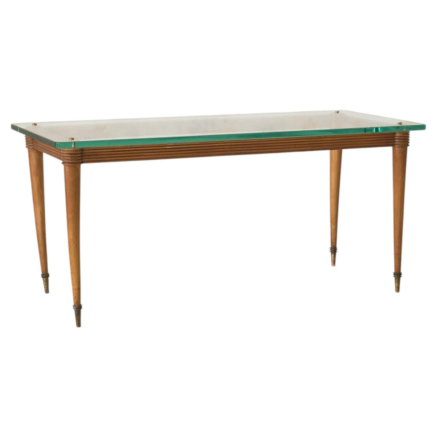 Italian Fluted Wood Coffee Table in the Manner of Pier Luigi Colli, 1950s For Sale